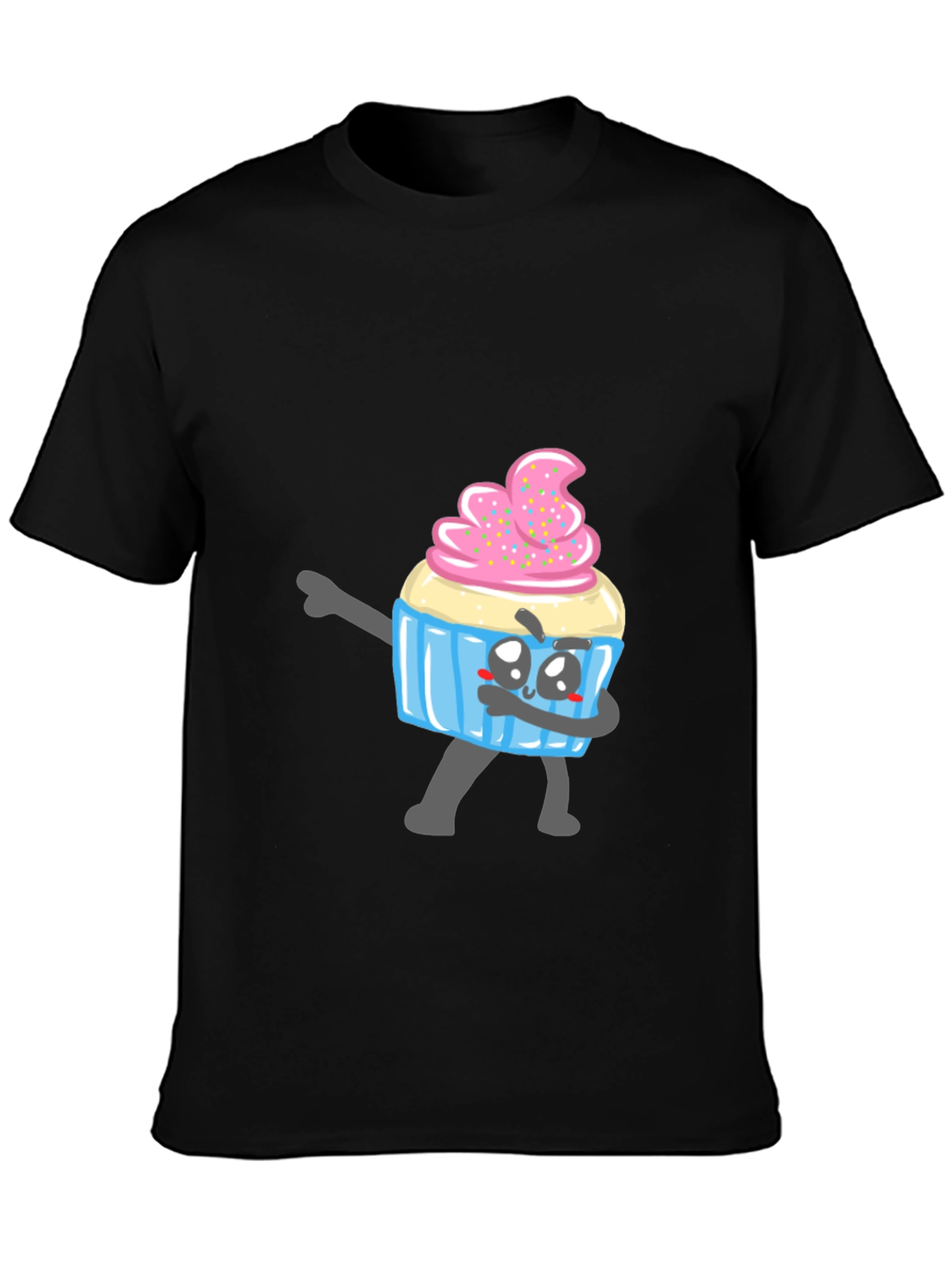 Black Cupcake Dabbing T-Shirt - Novelty Graphic Tee view 3