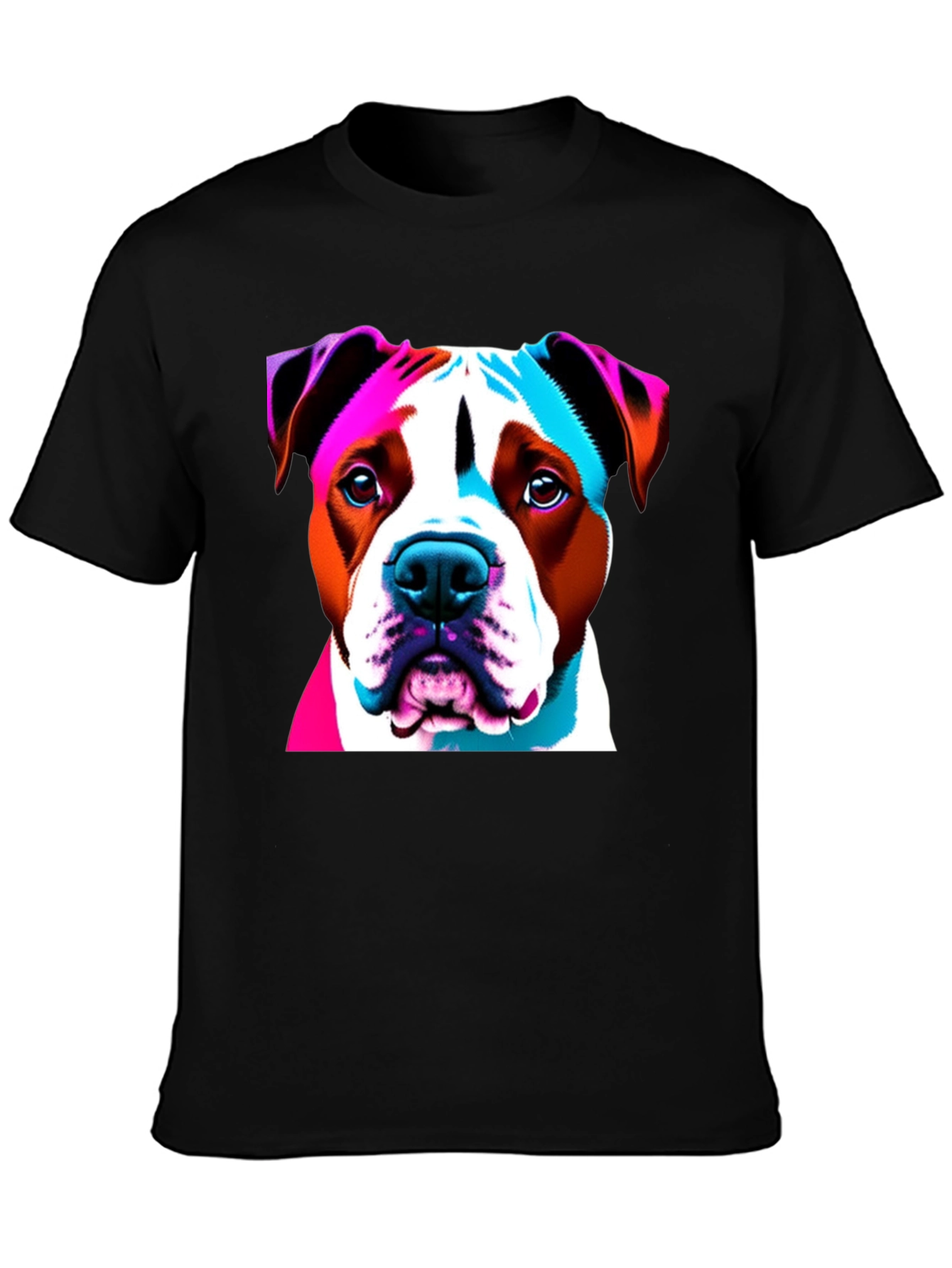 Black Vibrant Dog Graphic Tee - Unisex Black T-Shirt view 3