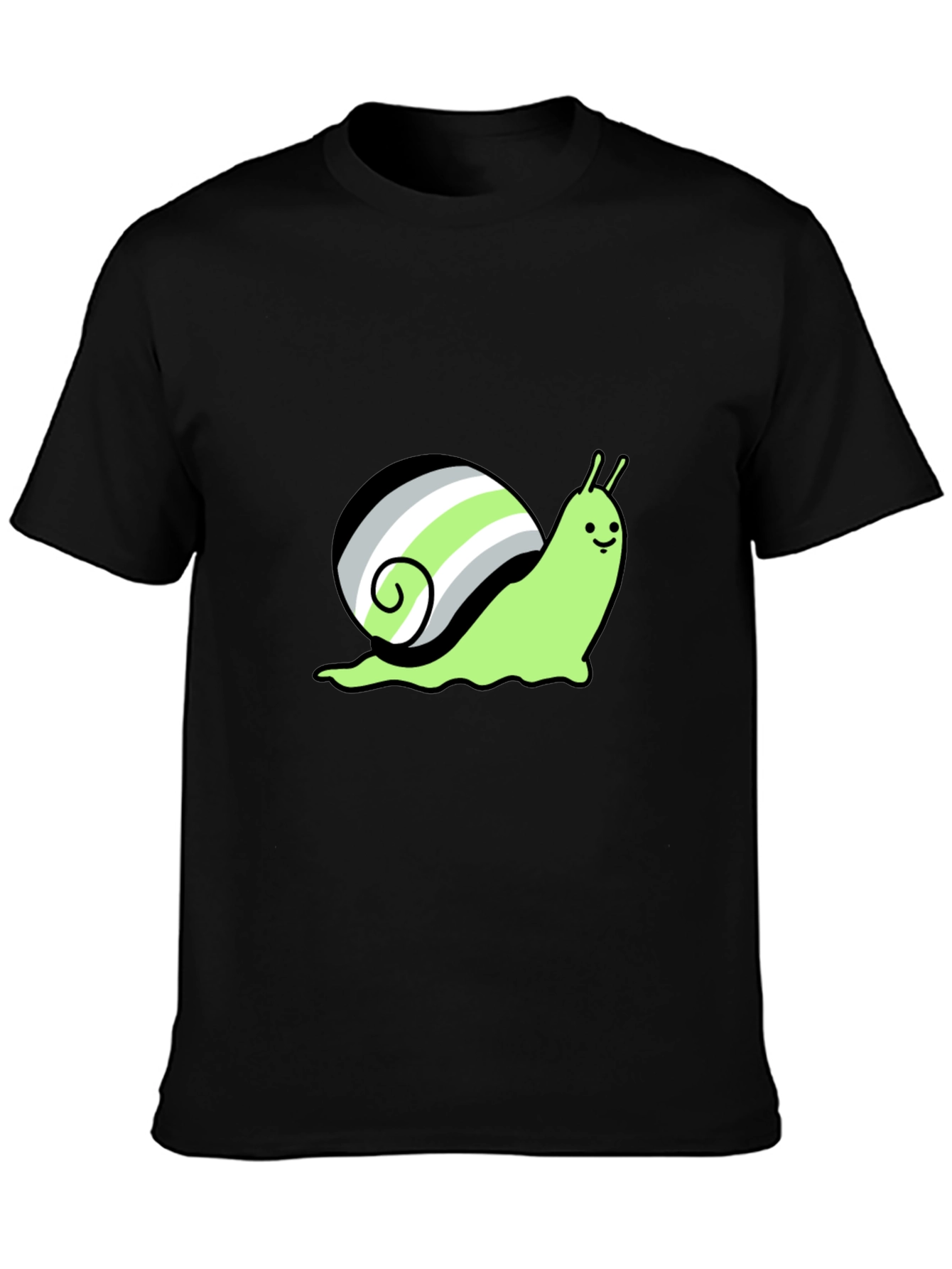 Black Agender Pride Snail T-Shirt - Black view 3