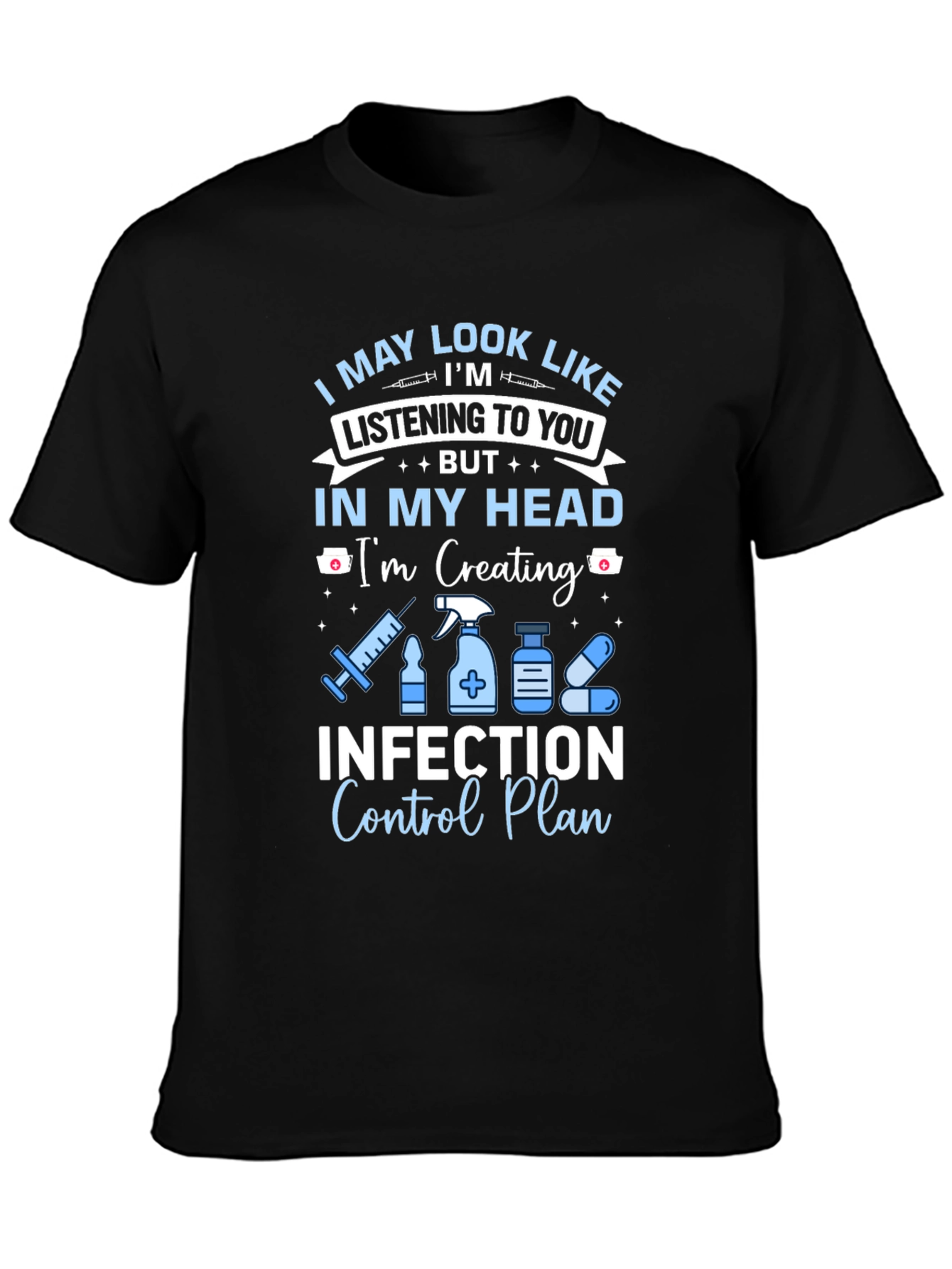 Black Infection Control Nurse T-Shirt view 3