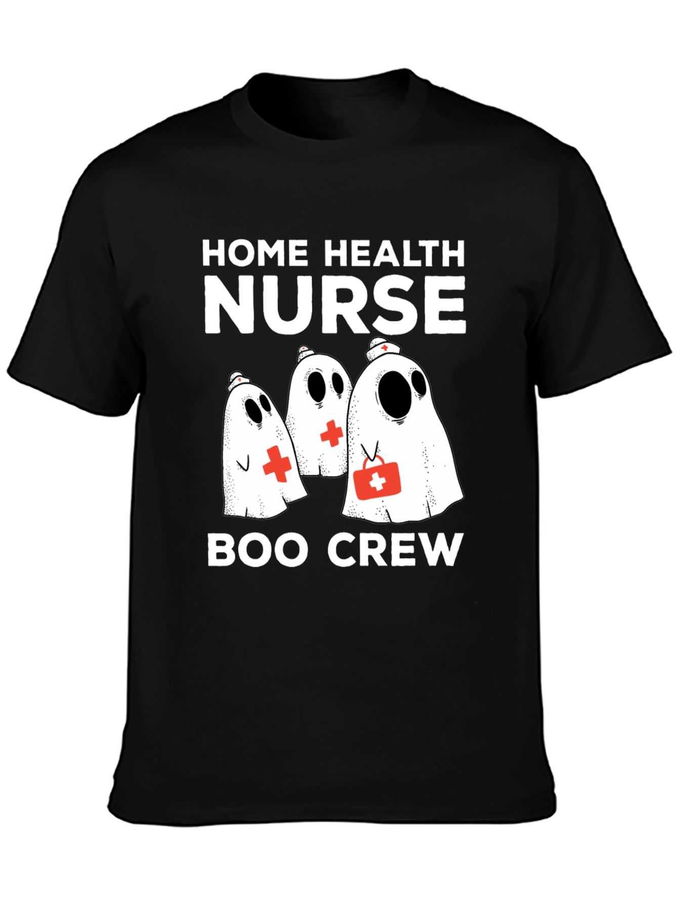 Black Home Health Nurse Boo Crew T-Shirt view 3