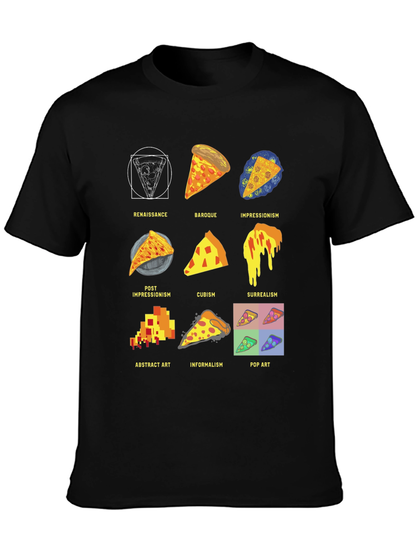 Pizza Art Styles T-Shirt: Renaissance to Pop Art! - 3