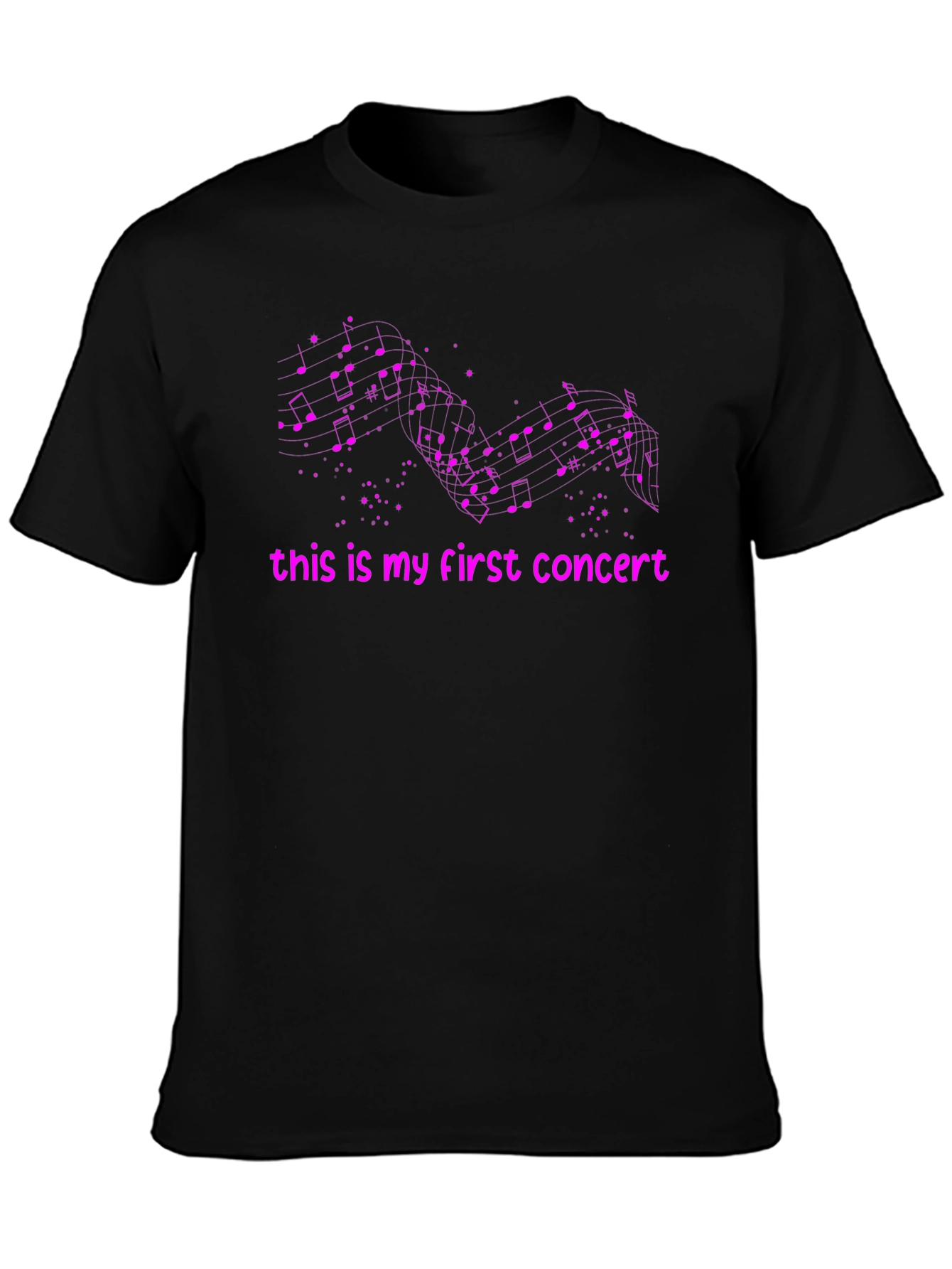 Black First Concert Music Note T-Shirt view 3