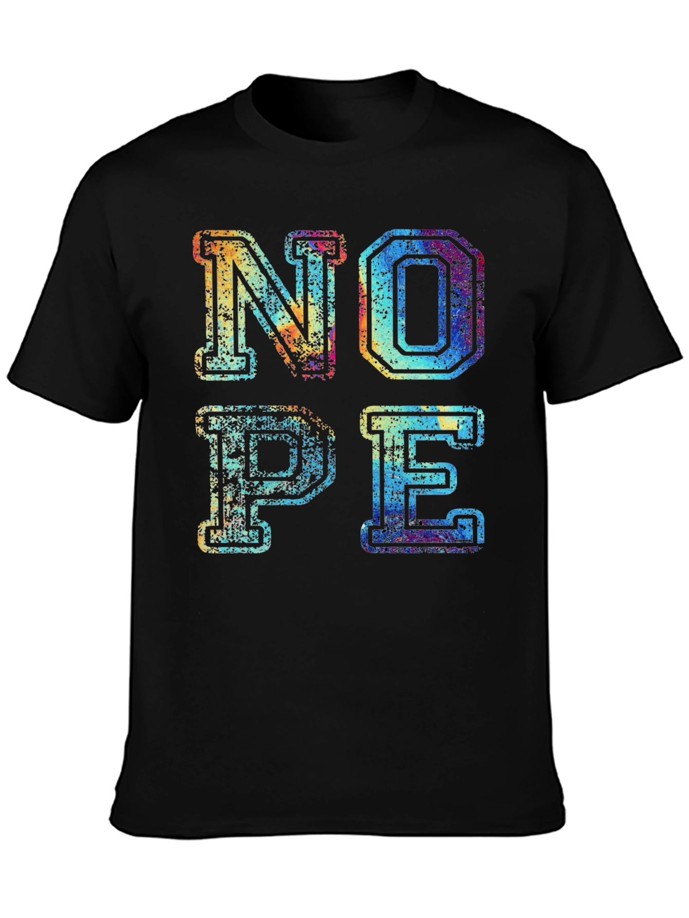Black Retro "NOPE" Graphic Print Men's T-Shirt view 3