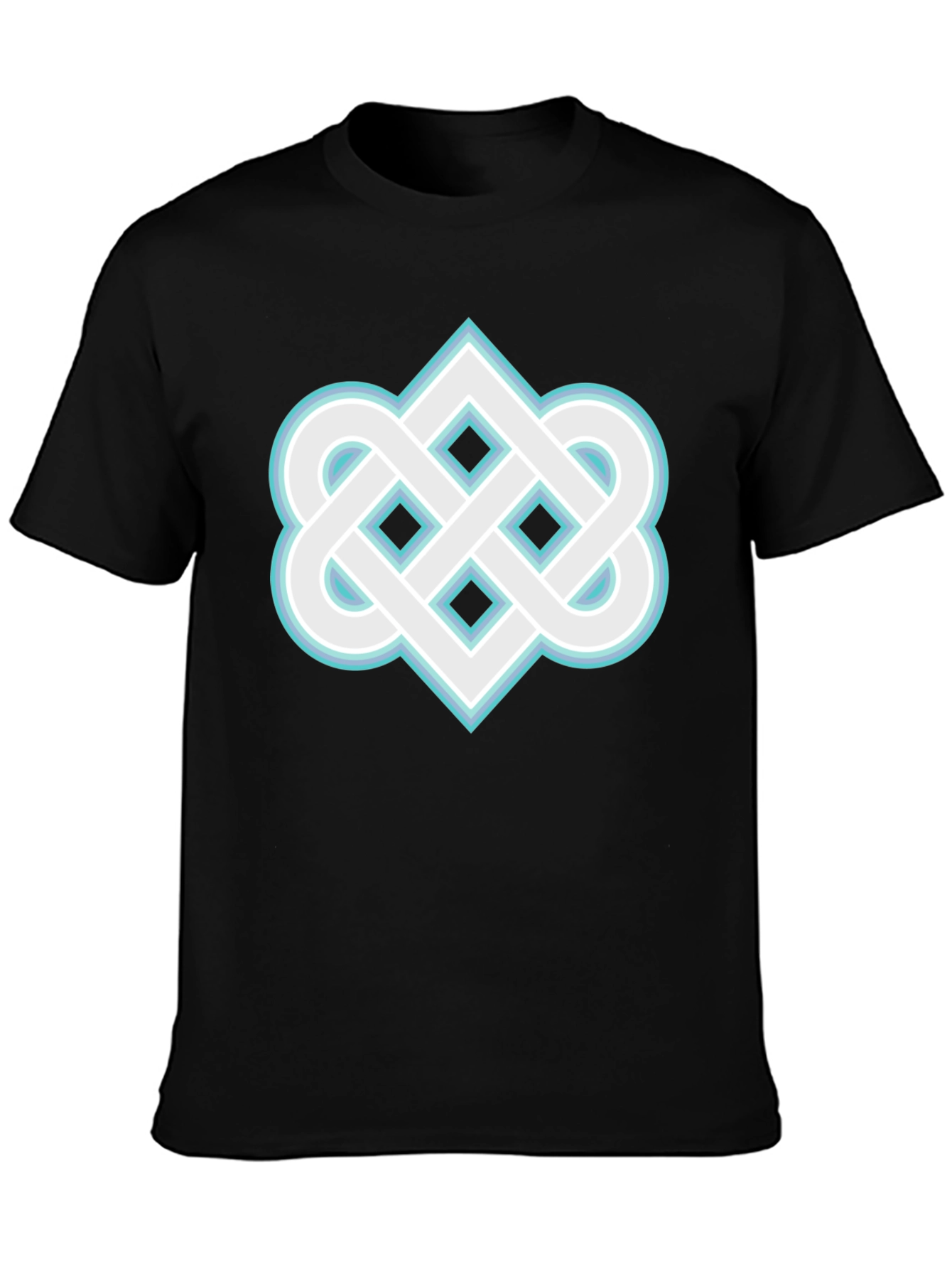 Black Geometric Knot Graphic Tee - Black Cotton Blend Shirt view 3