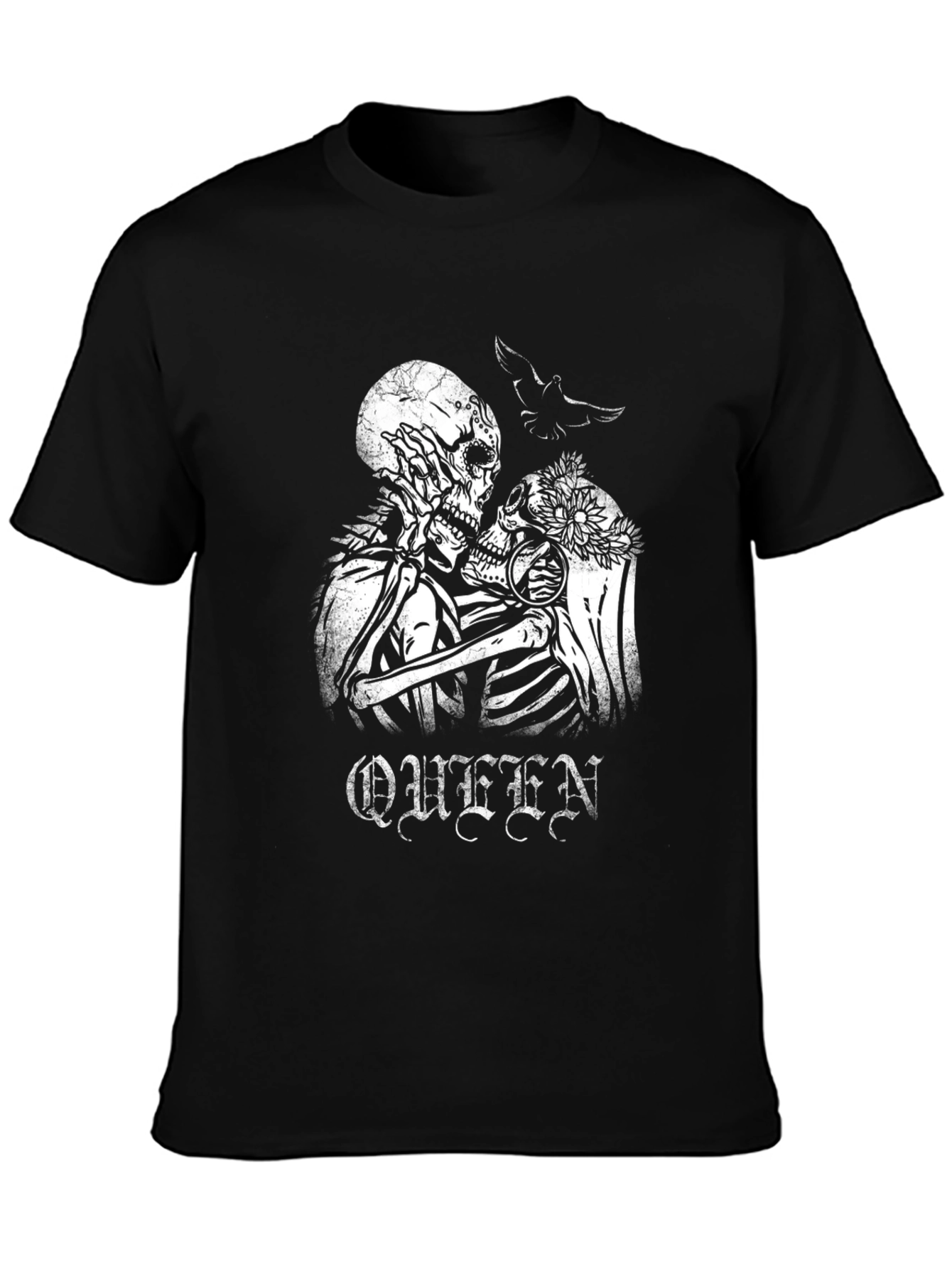 Black Queen Skeleton Couple T-Shirt - Gothic Romance view 3