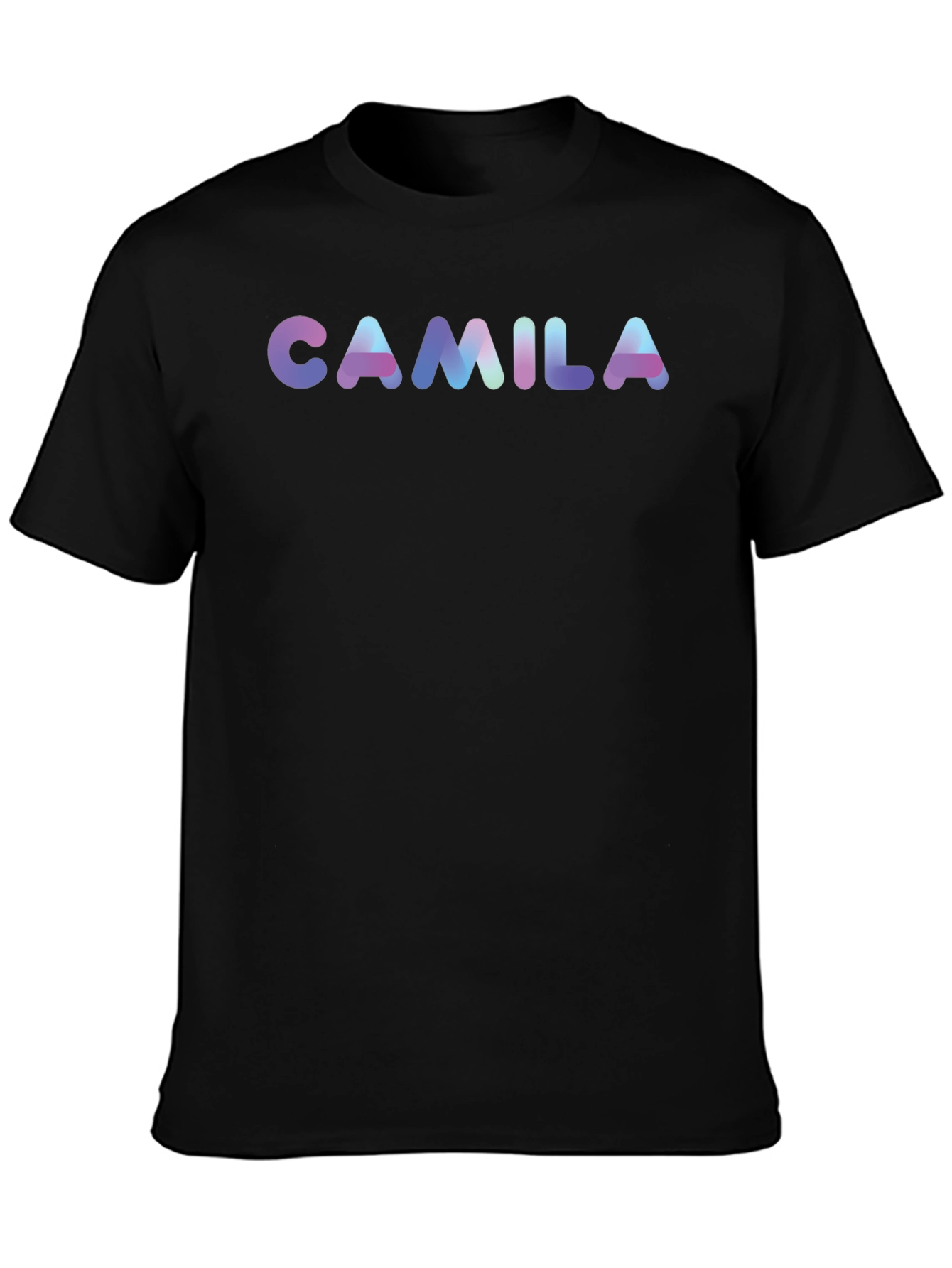 Black Camila Personalized Black Cotton Graphic T-Shirt view 3
