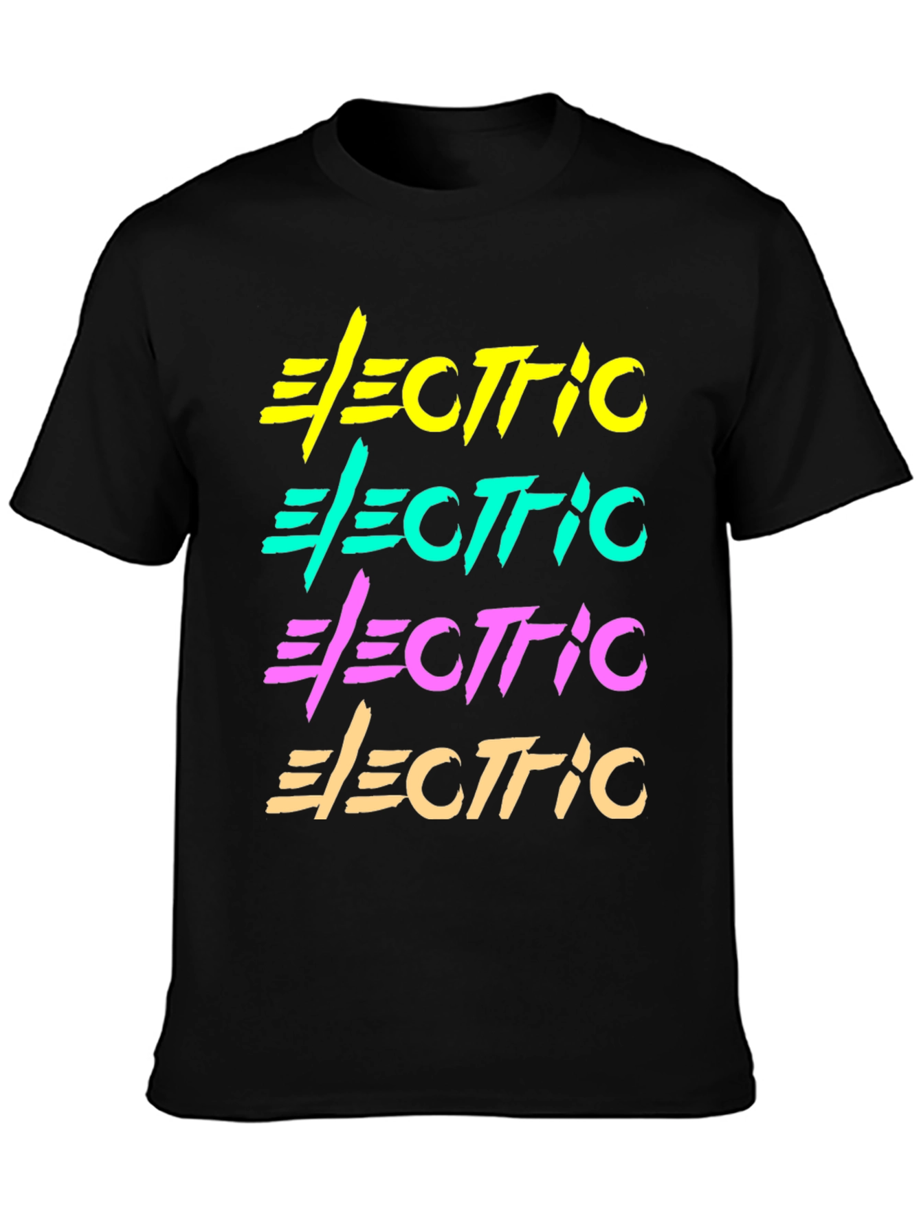 Black Electric Retro Graphic T-Shirt Black Cotton Tee view 3