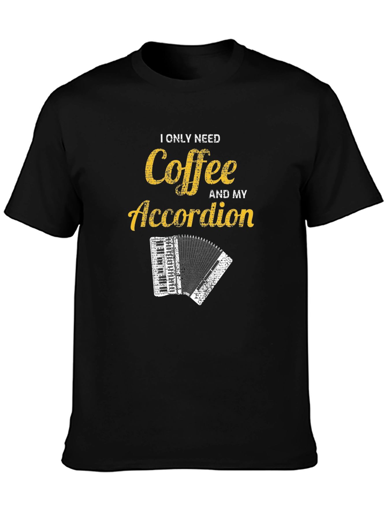 Black Coffee and Accordion Graphic T-Shirt - Musician Humor Tee view 3