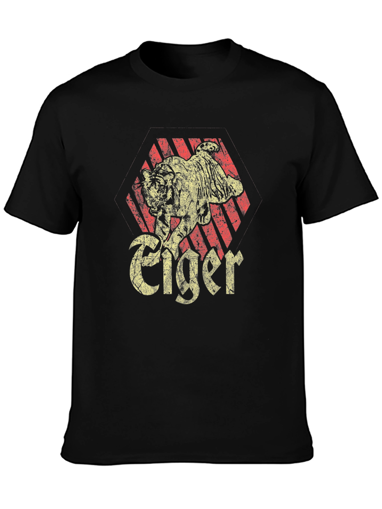 Black Vintage Tiger Graphic Tee - Classic Design view 3
