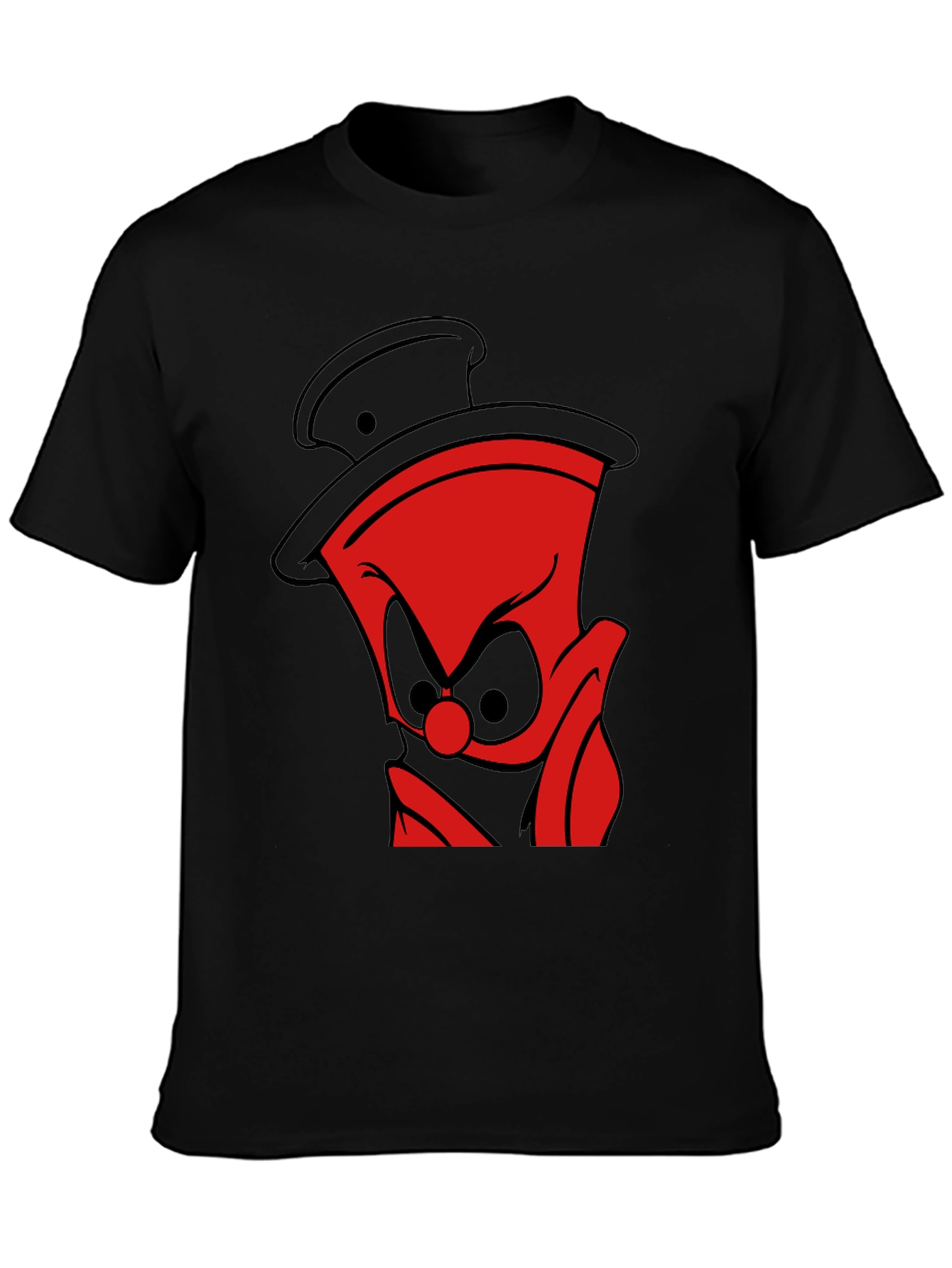 Black Red Cartoon Character Black T-Shirt view 3