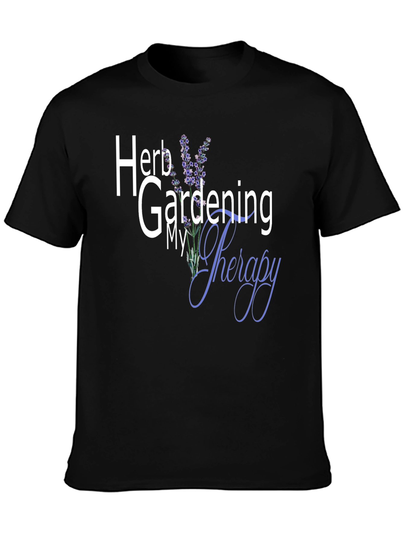 Black Herb Gardening My Therapy Graphic Tee view 3