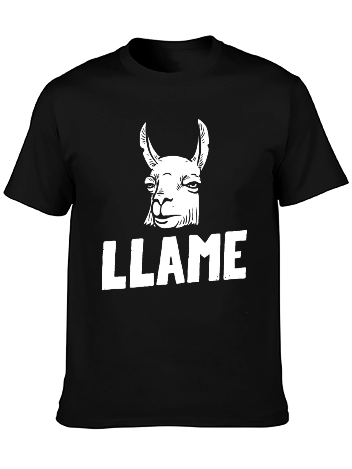 Black Llama Graphic Print Black T-Shirt view 3