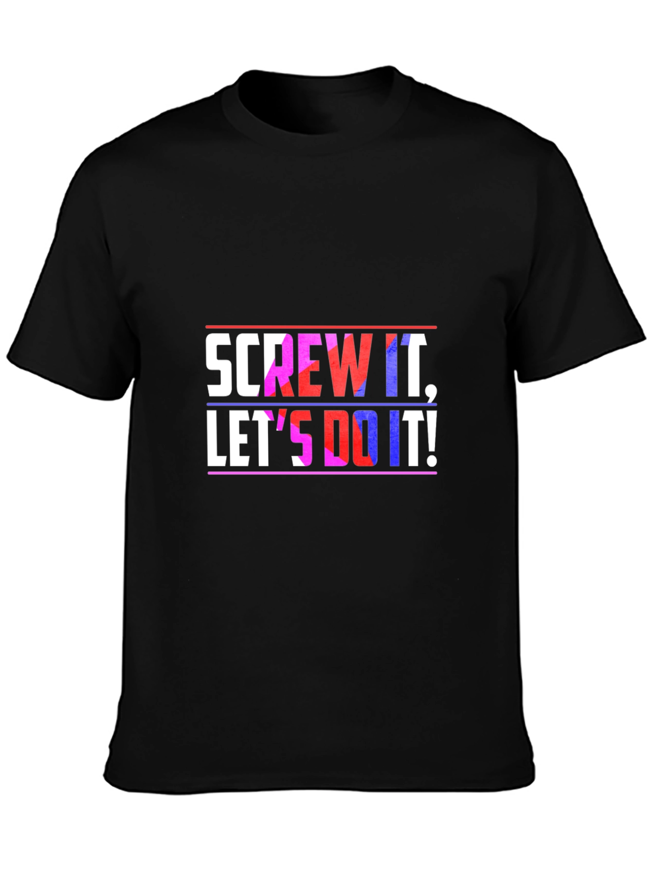 Black Screw It, Let's Do It! Graphic Tee view 3