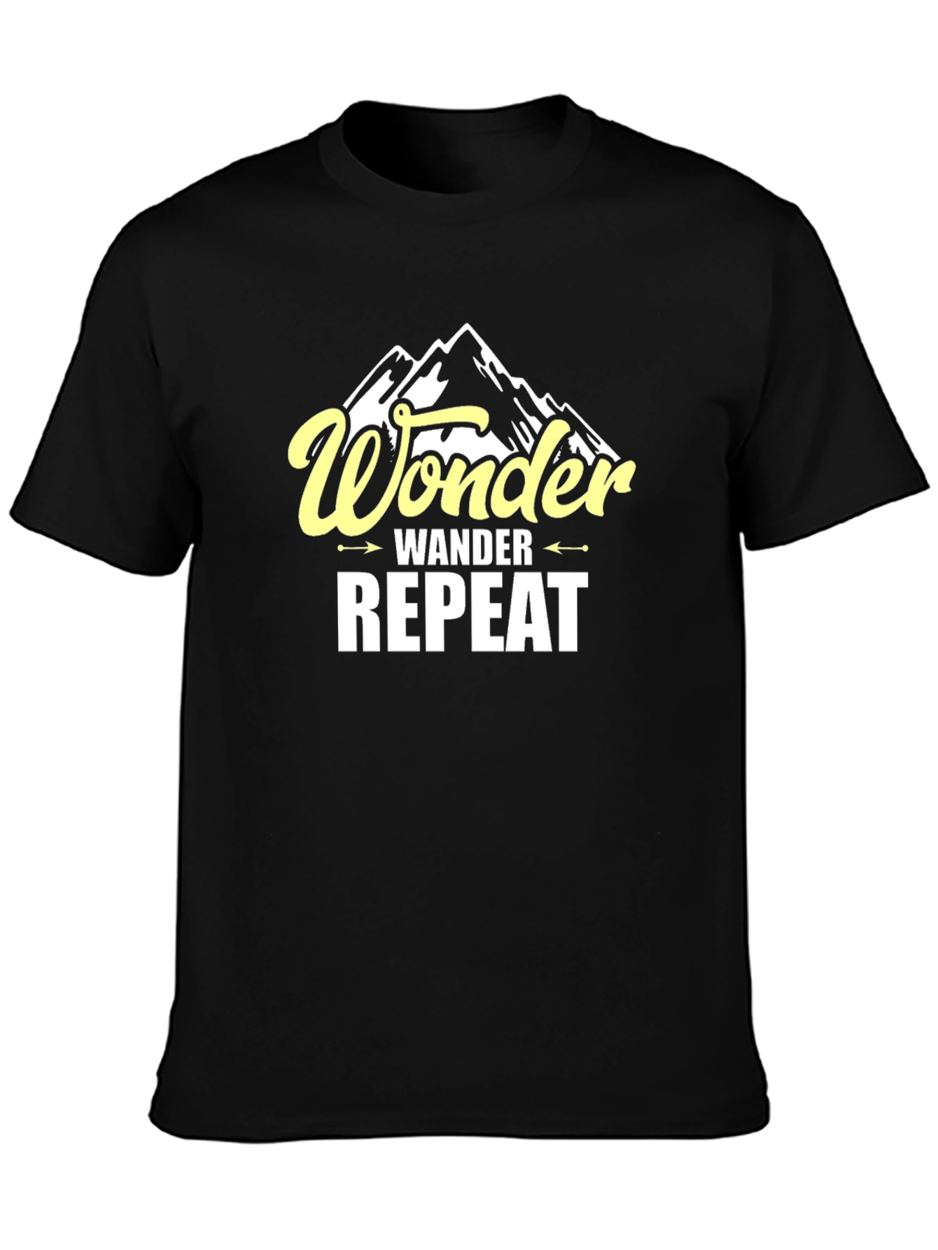 Black Wonder Wander Repeat Graphic Tee - Mountain Adventure Shirt view 3