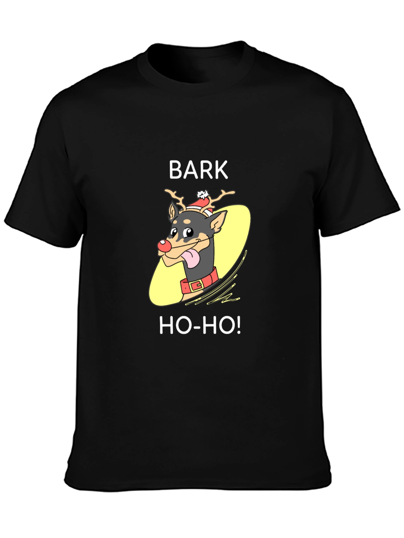 Black Funny Christmas Dog T-Shirt - Bark Ho-Ho! view 3