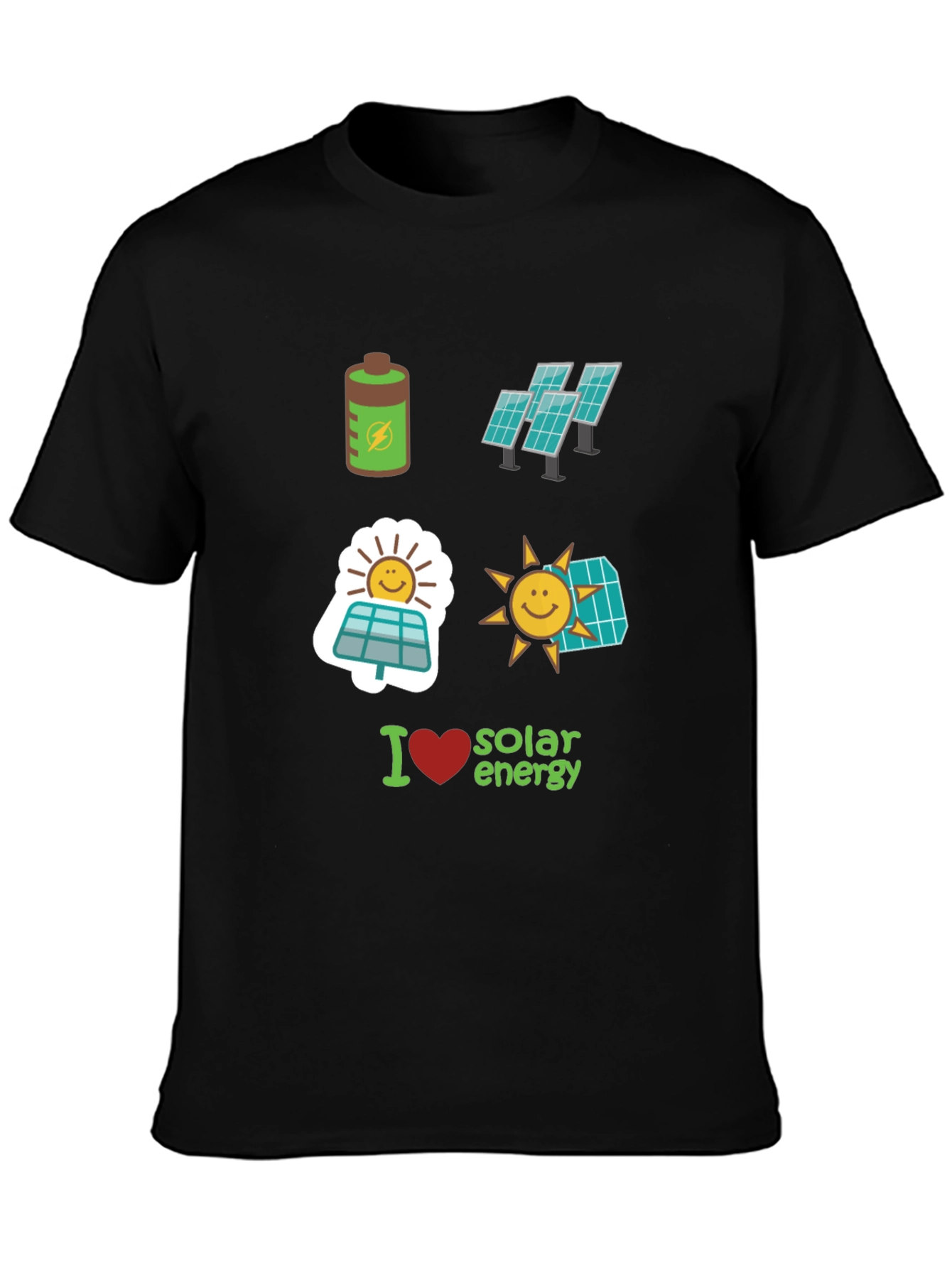 Black I Love Solar Energy Graphic Tee view 3