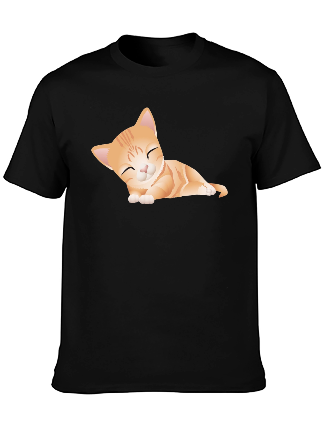 Black Cute Kitten Graphic Tee - Soft Black Cotton T-Shirt view 3