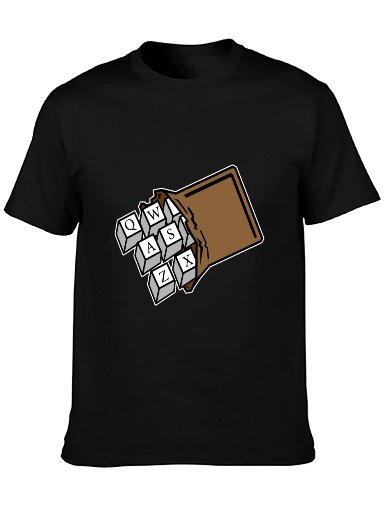 Black Gamer Keys T-Shirt - QWASZX Design view 3