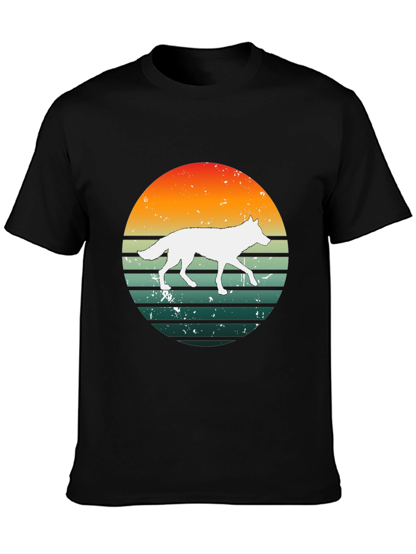 Black Sunset Wolf Graphic Tee - Retro Style view 3