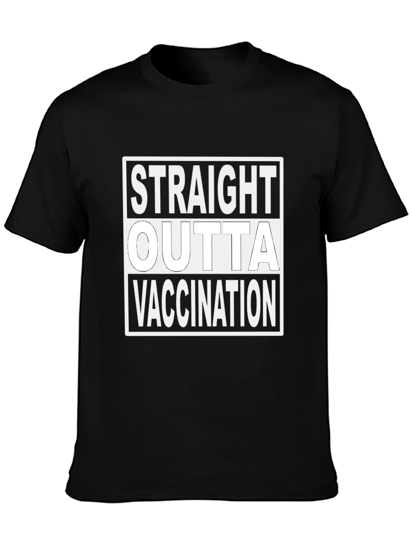 Black Straight Outta Vaccination T-Shirt Funny Vaccinated Tee view 3