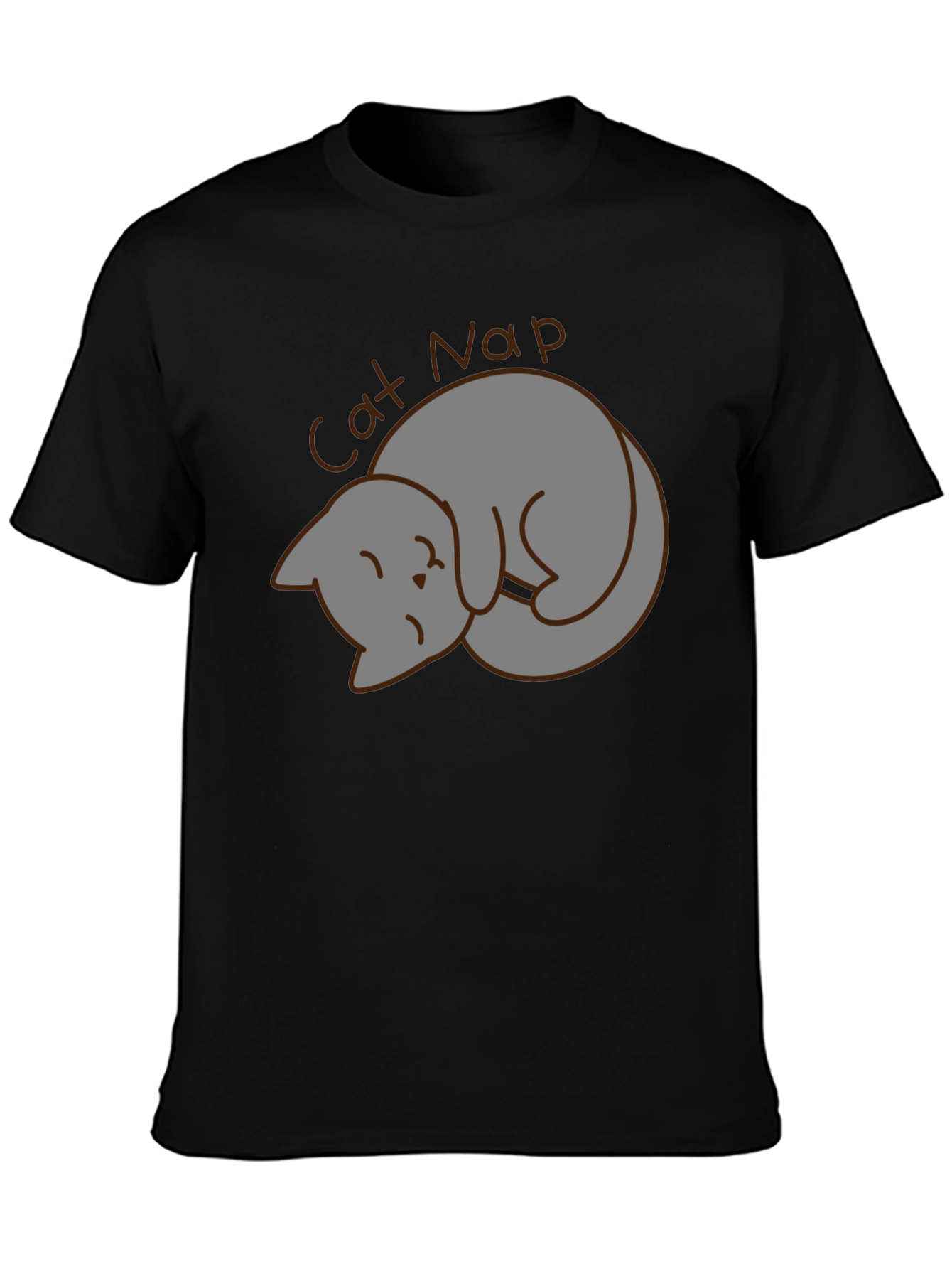 Black Cat Nap Graphic Tee - Unisex Black T-Shirt view 3