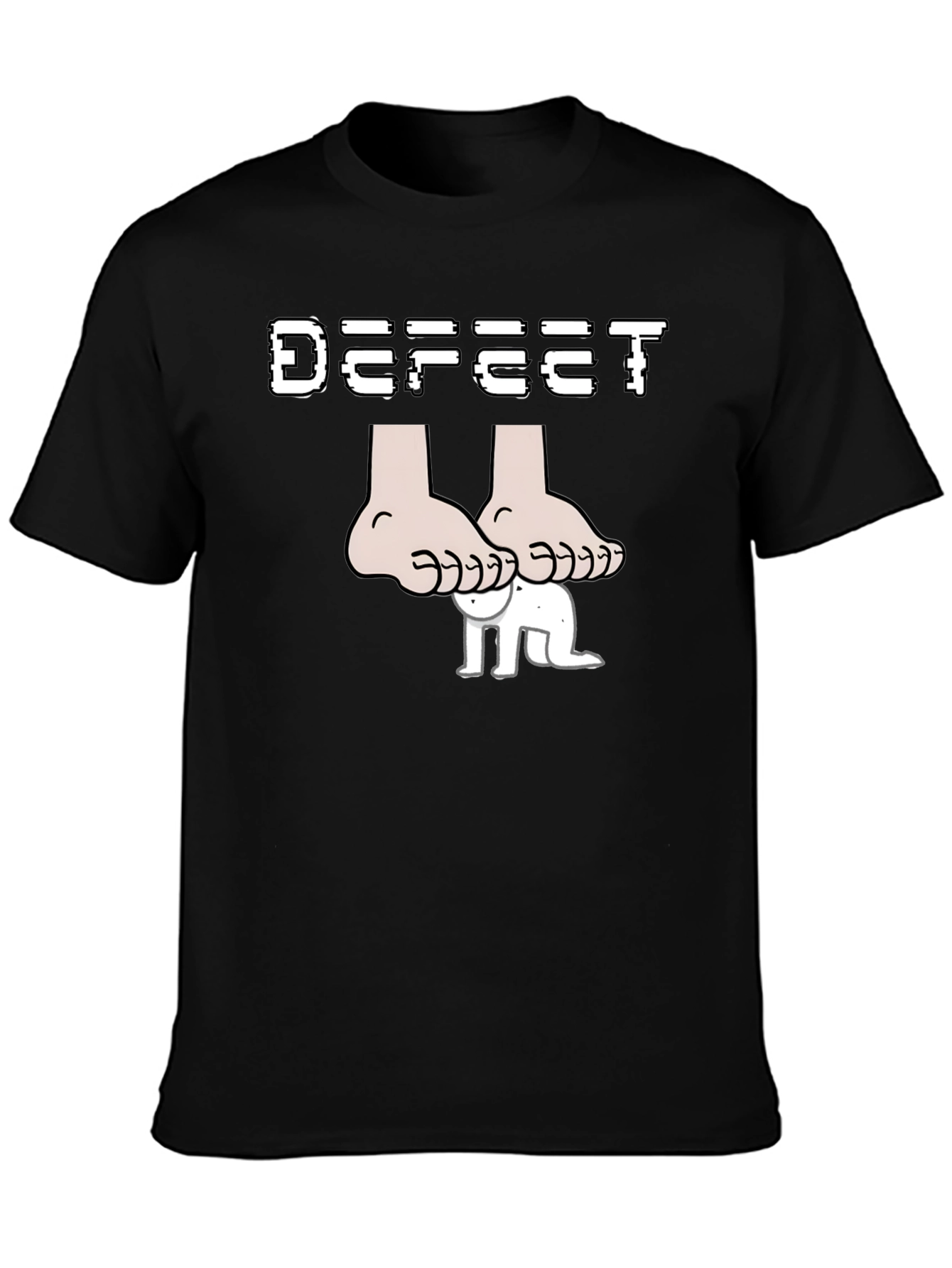 Black Defeet Funny Graphic T-Shirt view 3