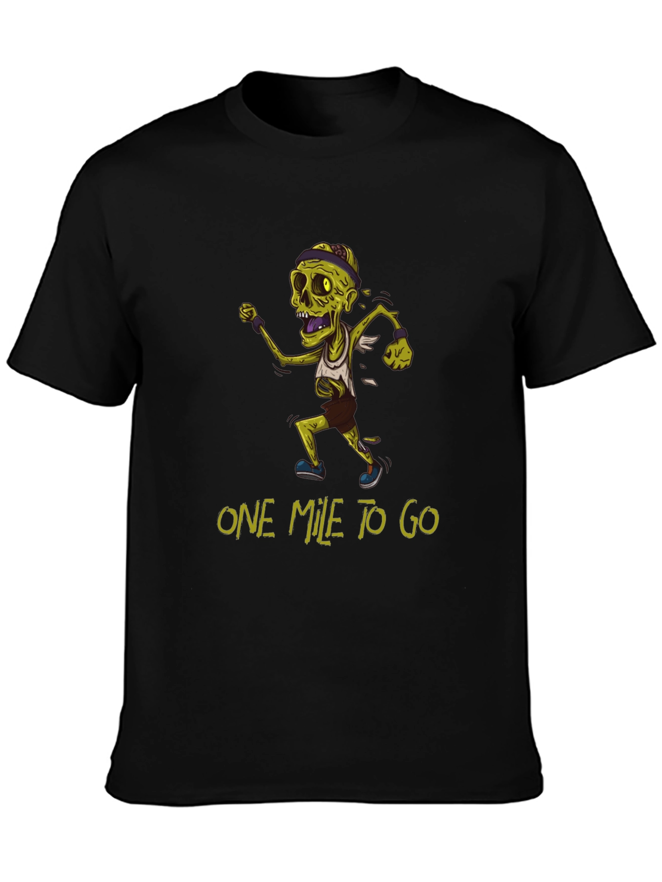Black Zombie Runner T-Shirt - One Mile To Go view 3