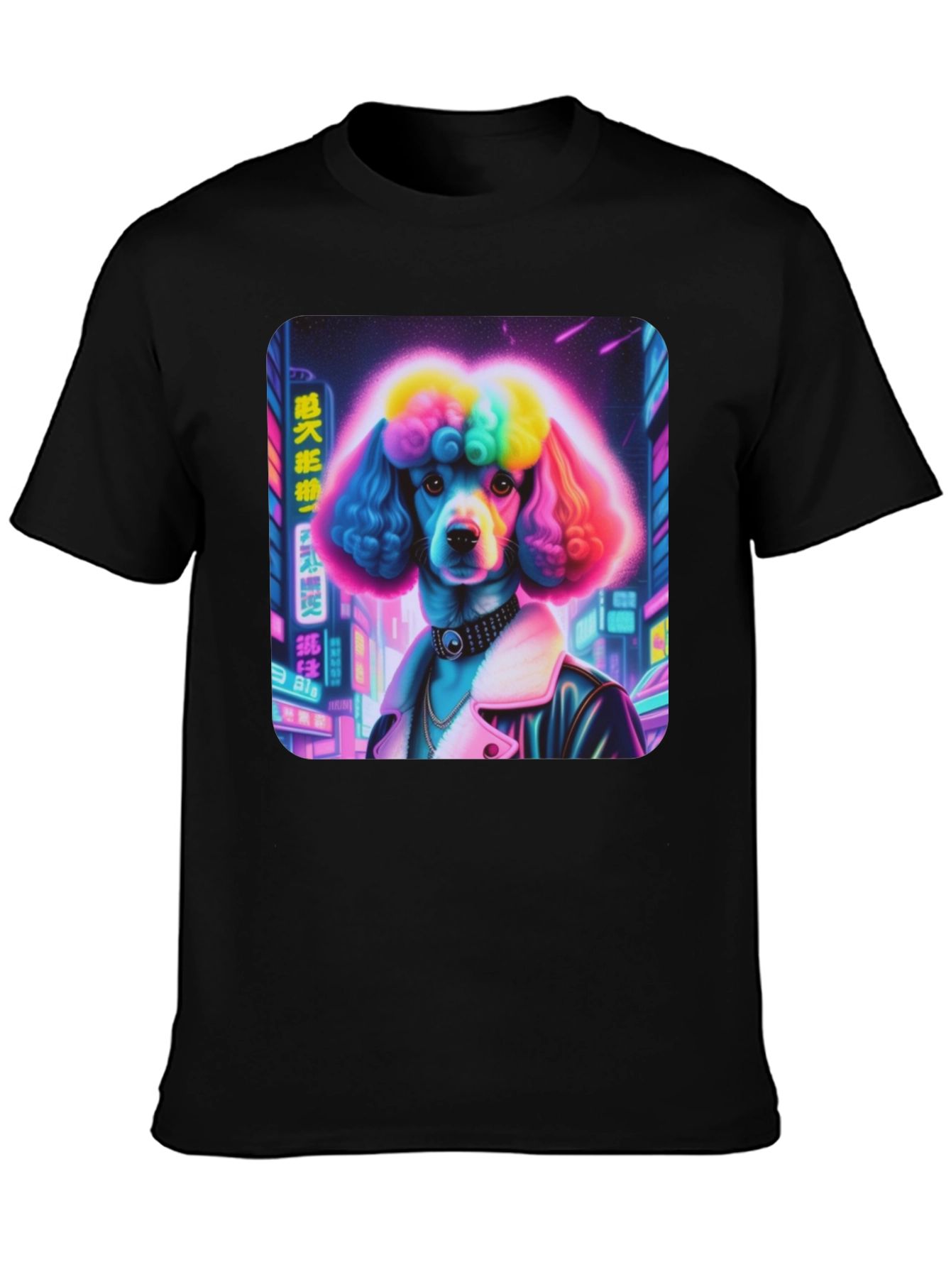 Black Cyberpunk Poodle Graphic Tee view 3