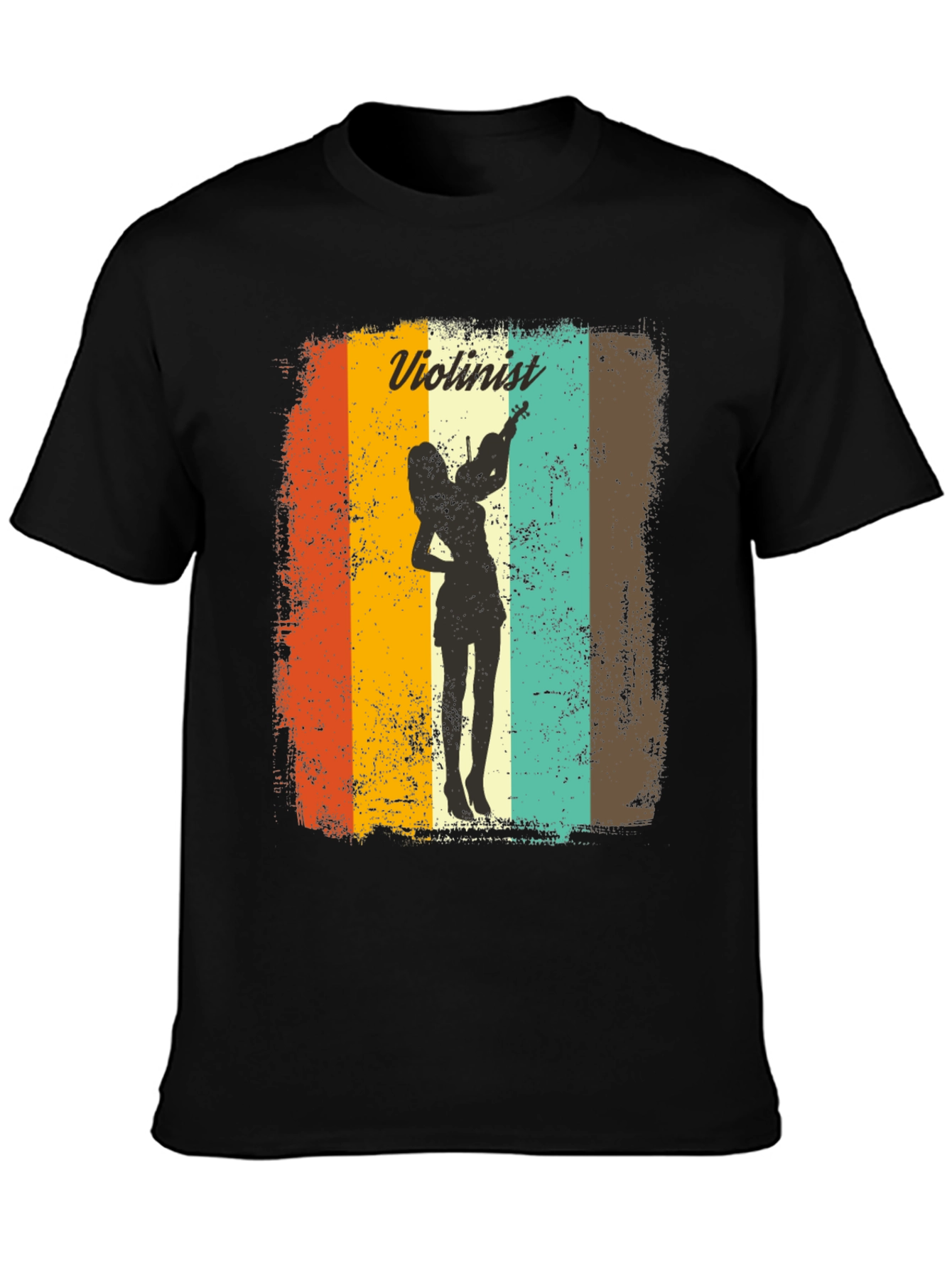 Black Violinist Retro Graphic Tee - Musician Style view 3