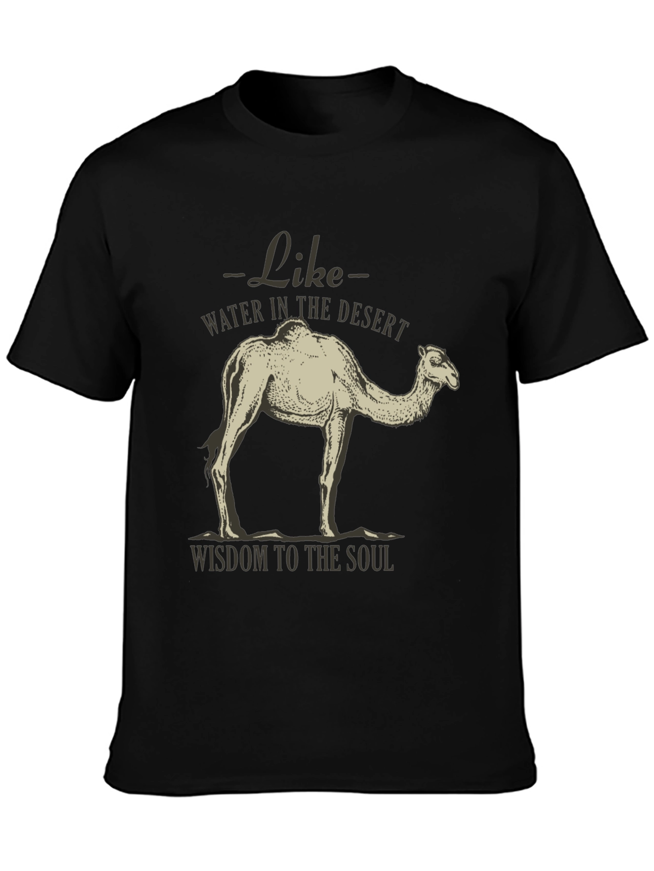 Black Camel Desert Wisdom Graphic T-Shirt view 3