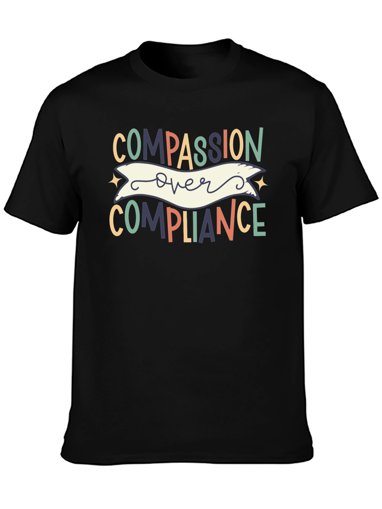 Black Compassion Over Compliance Graphic Tee view 3