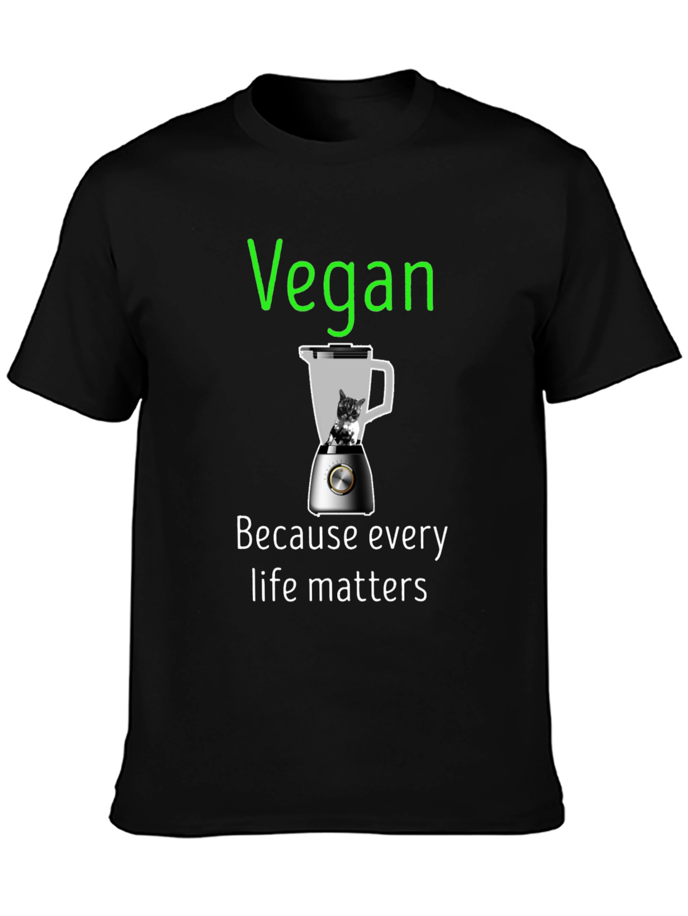 Black Vegan T-Shirt - Because Every Life Matters view 3