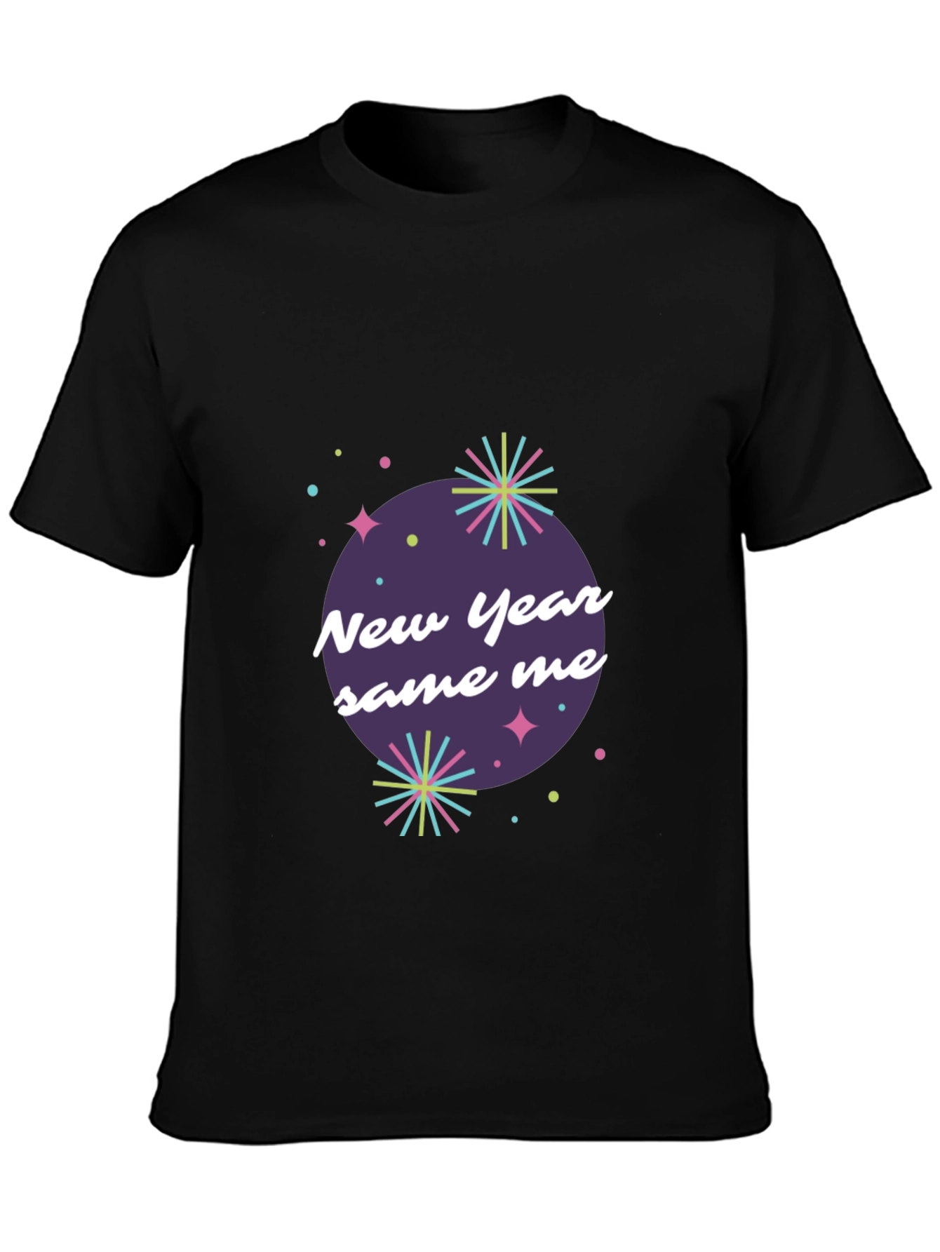 Black New Year Same Me Graphic Tee - Black Cotton Casual Shirt view 3