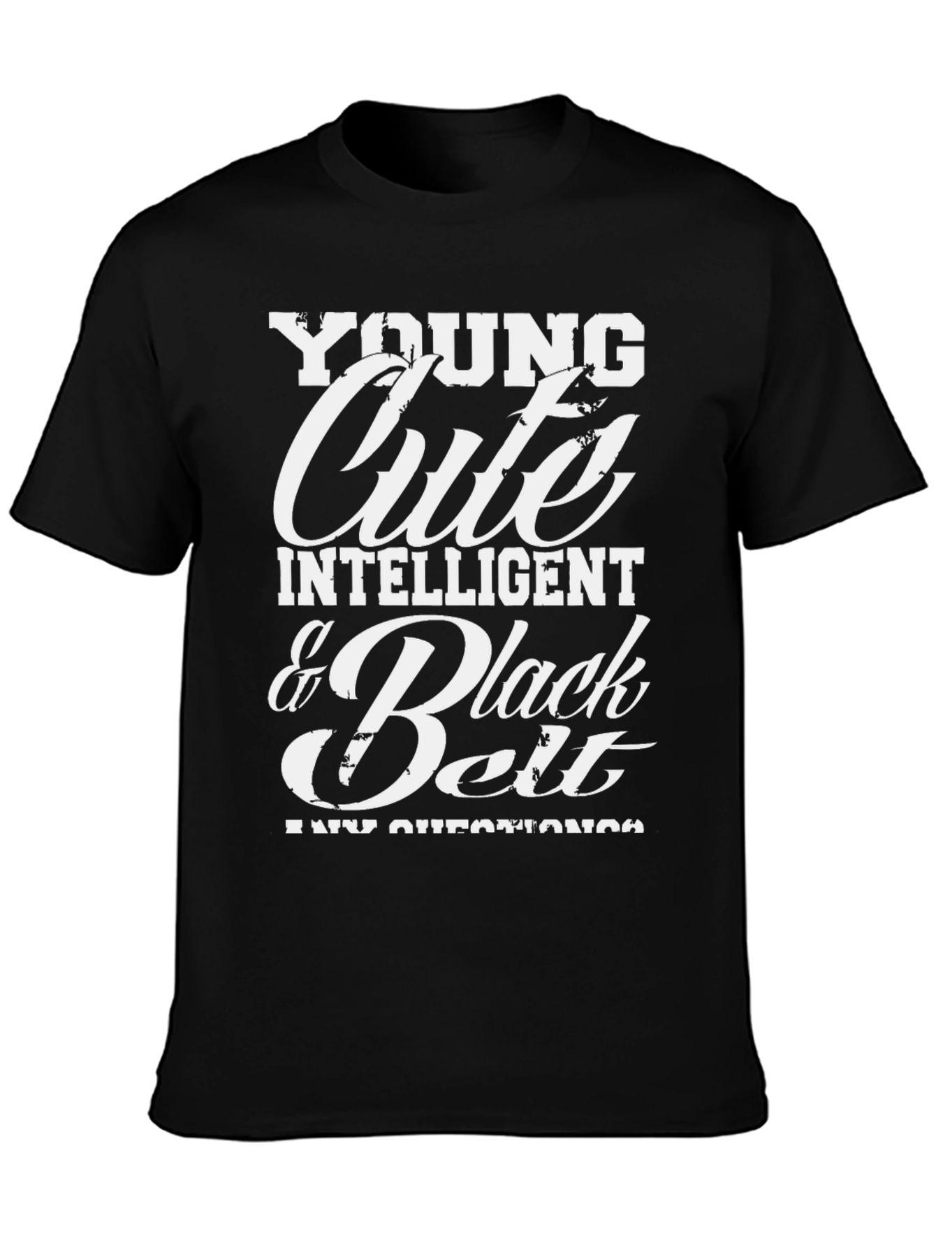 Black Young Cute Intelligent Black Belt T-Shirt view 3
