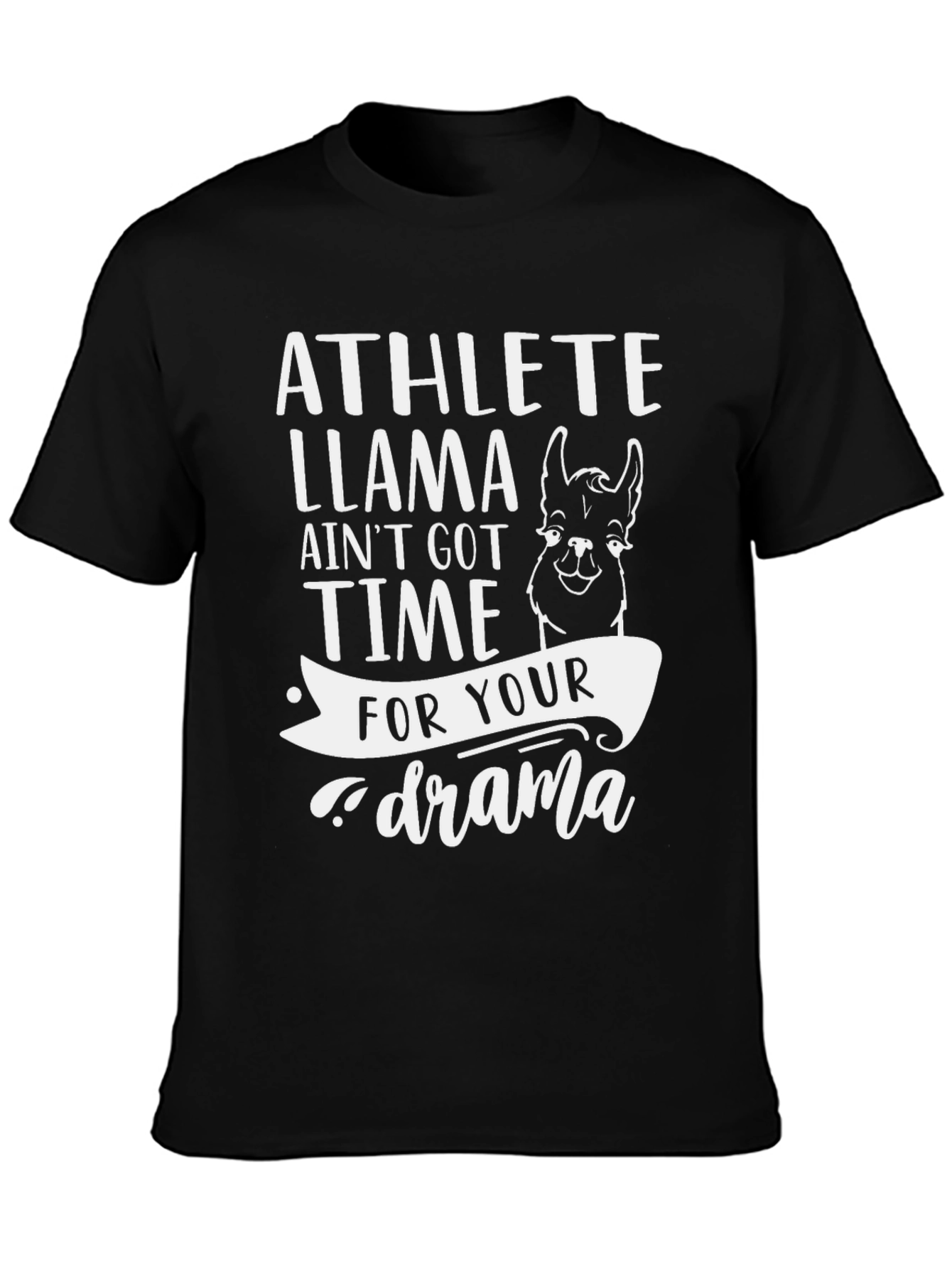 Black Athlete Llama Drama T-Shirt Funny Graphic Tee view 3