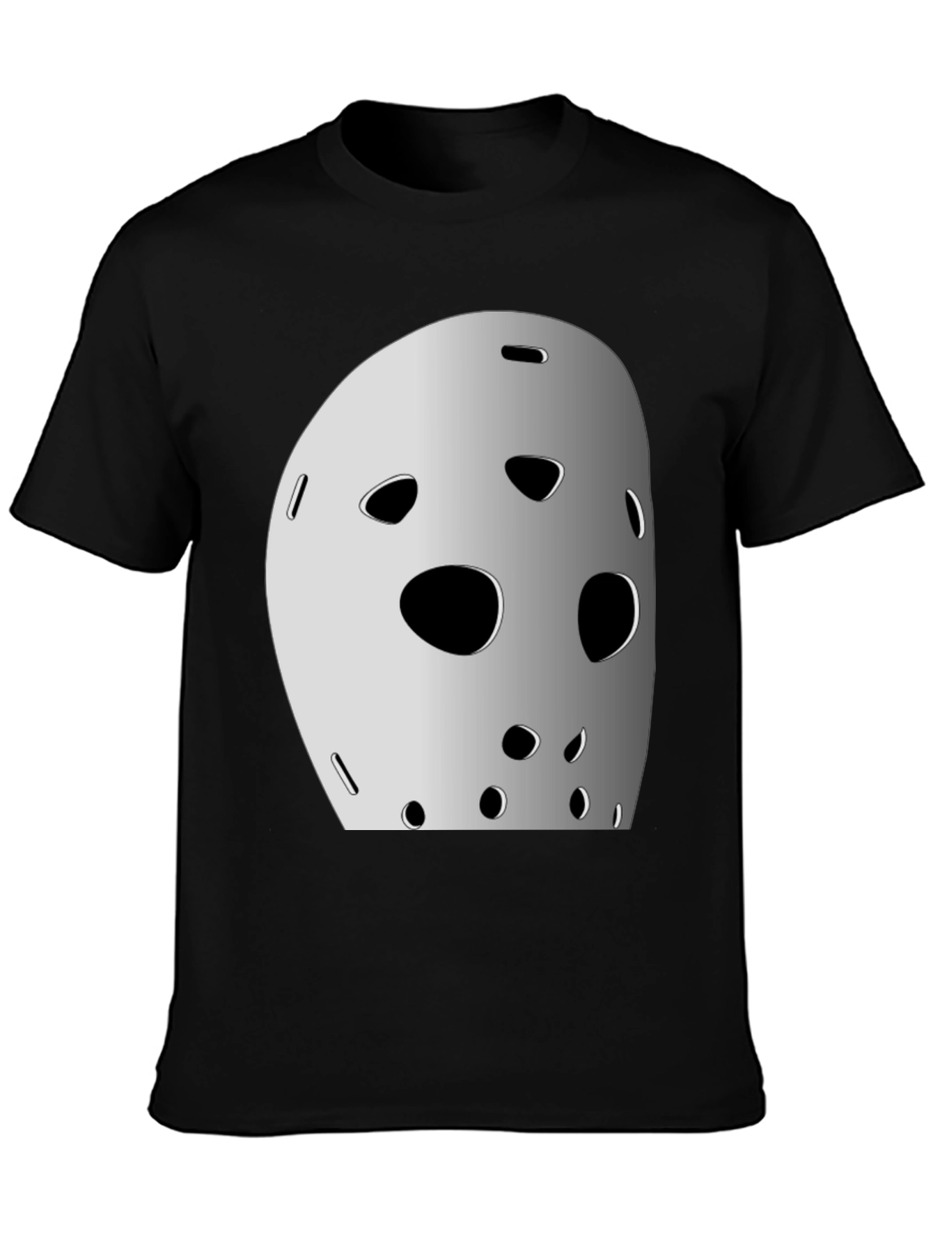 Black Hockey Mask Graphic Tee - Classic Horror Movie Style view 3