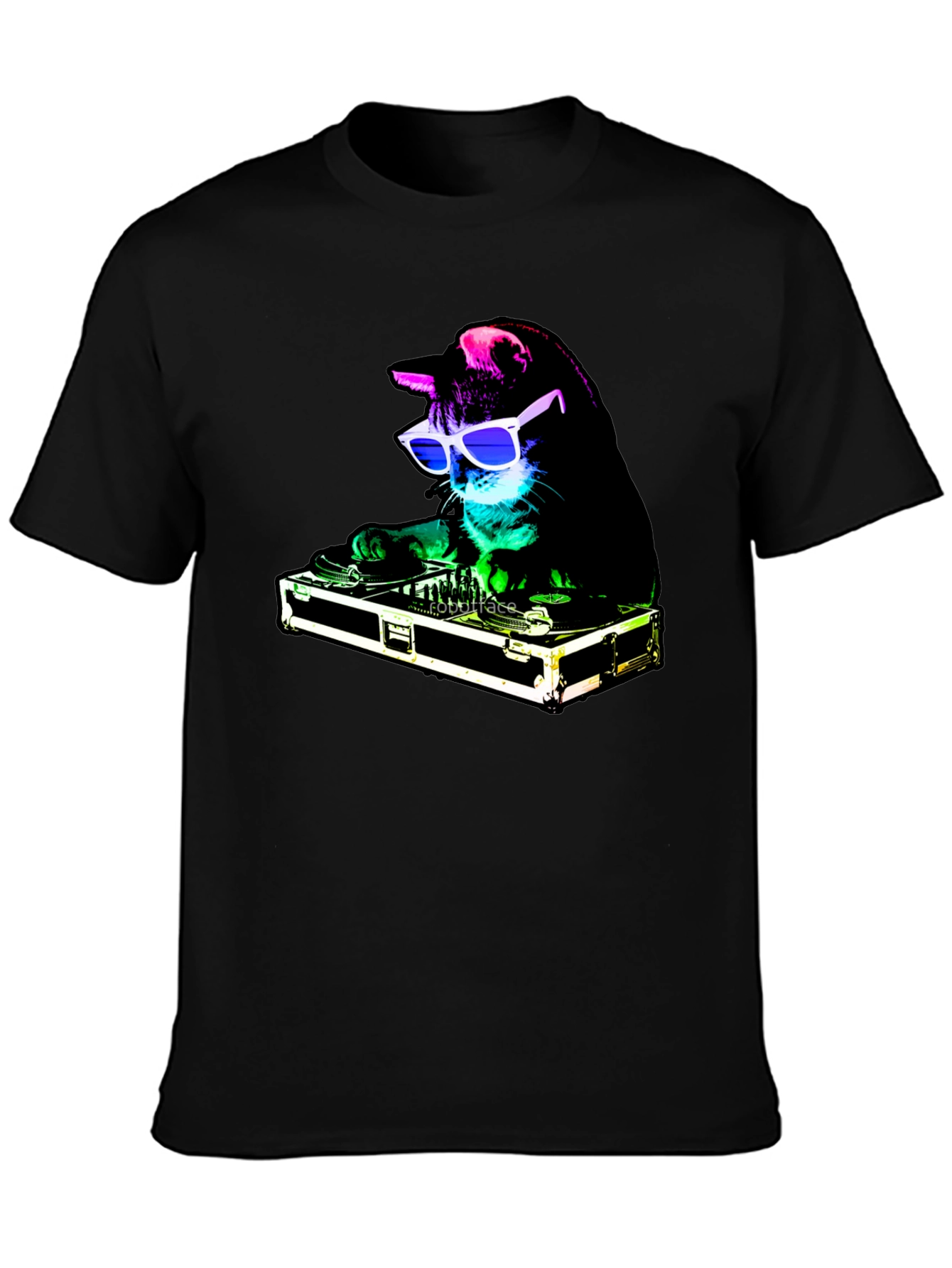 Black DJ Cat Graphic T-Shirt - Black view 3