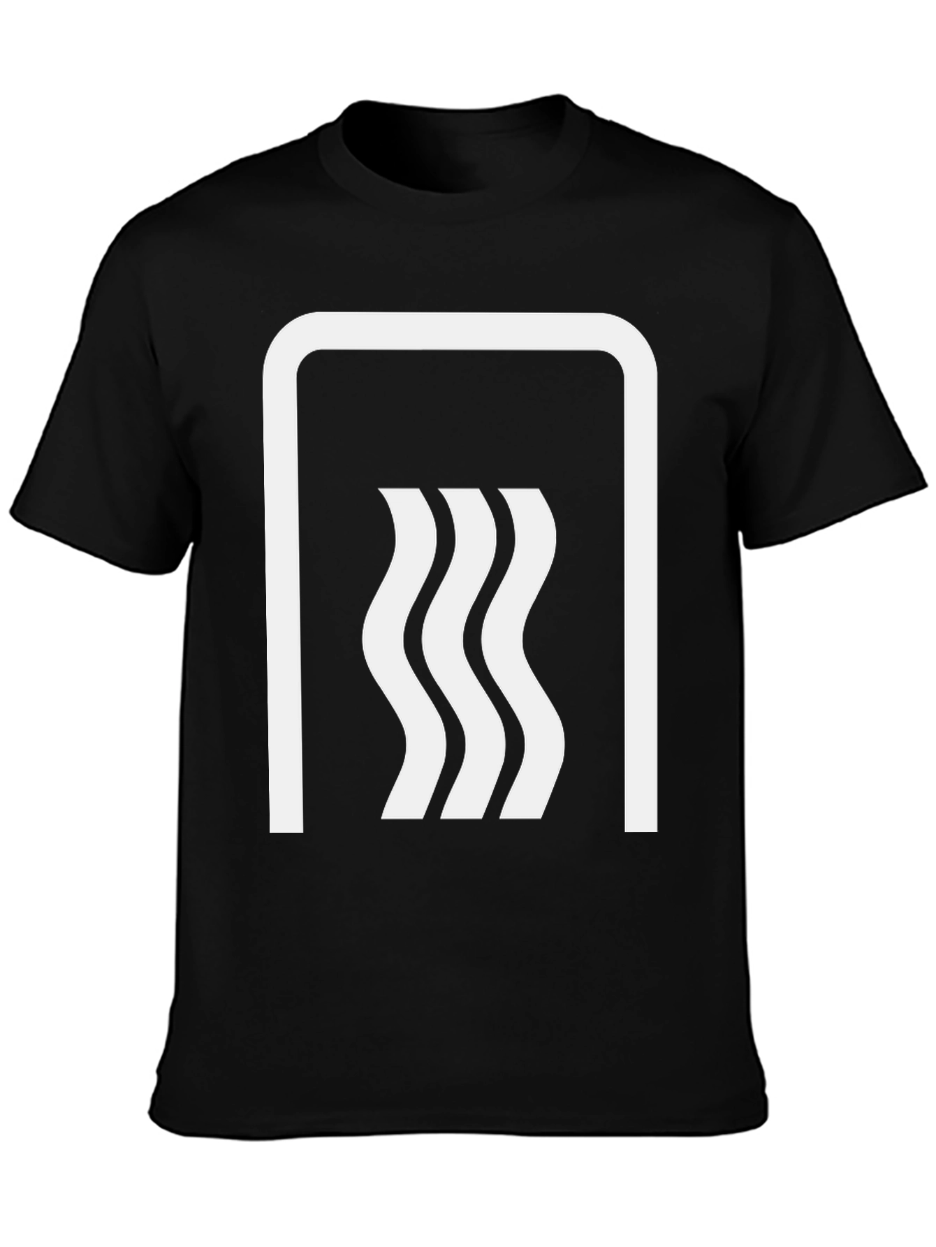 Black Modern Wave Graphic Tee - Black Cotton Blend view 3