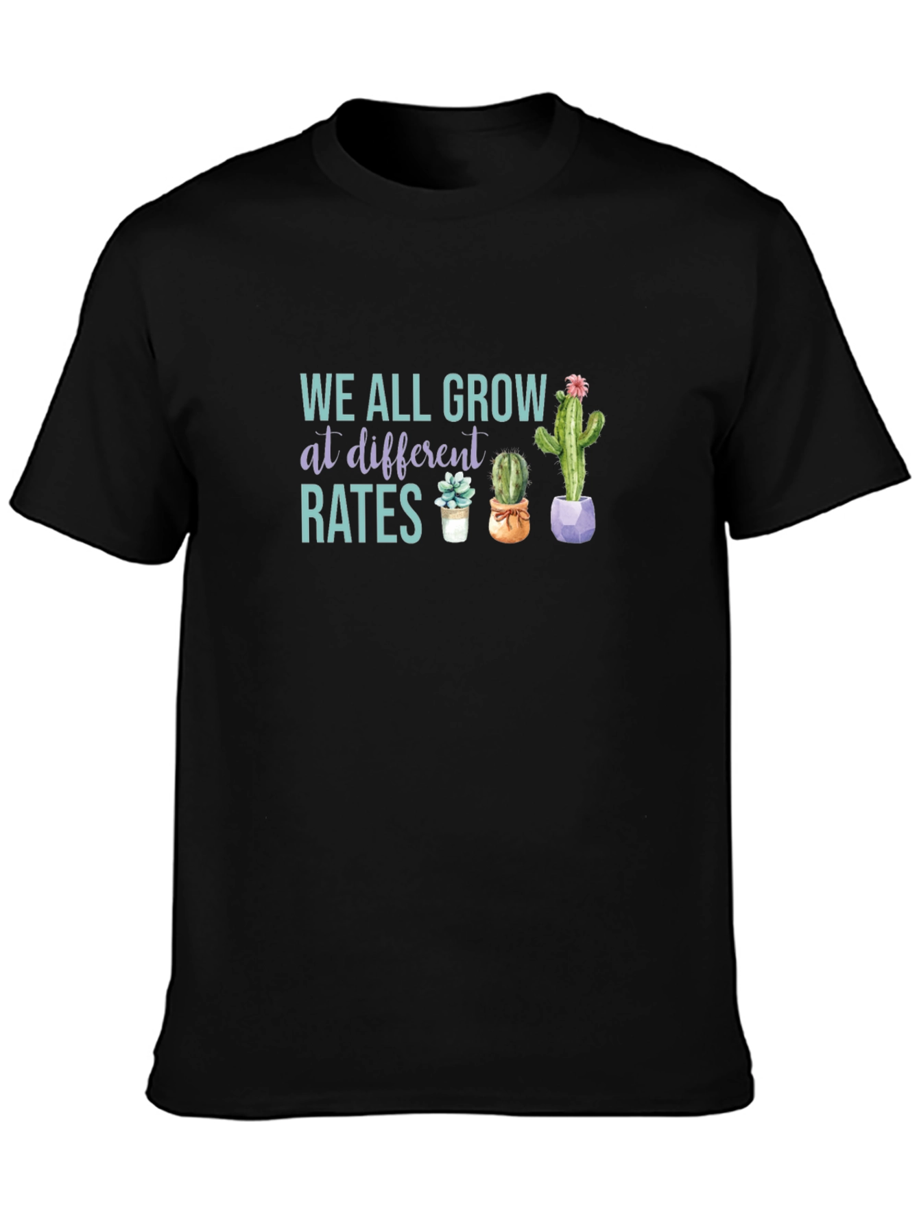Black We All Grow at Different Rates Graphic Tee view 3