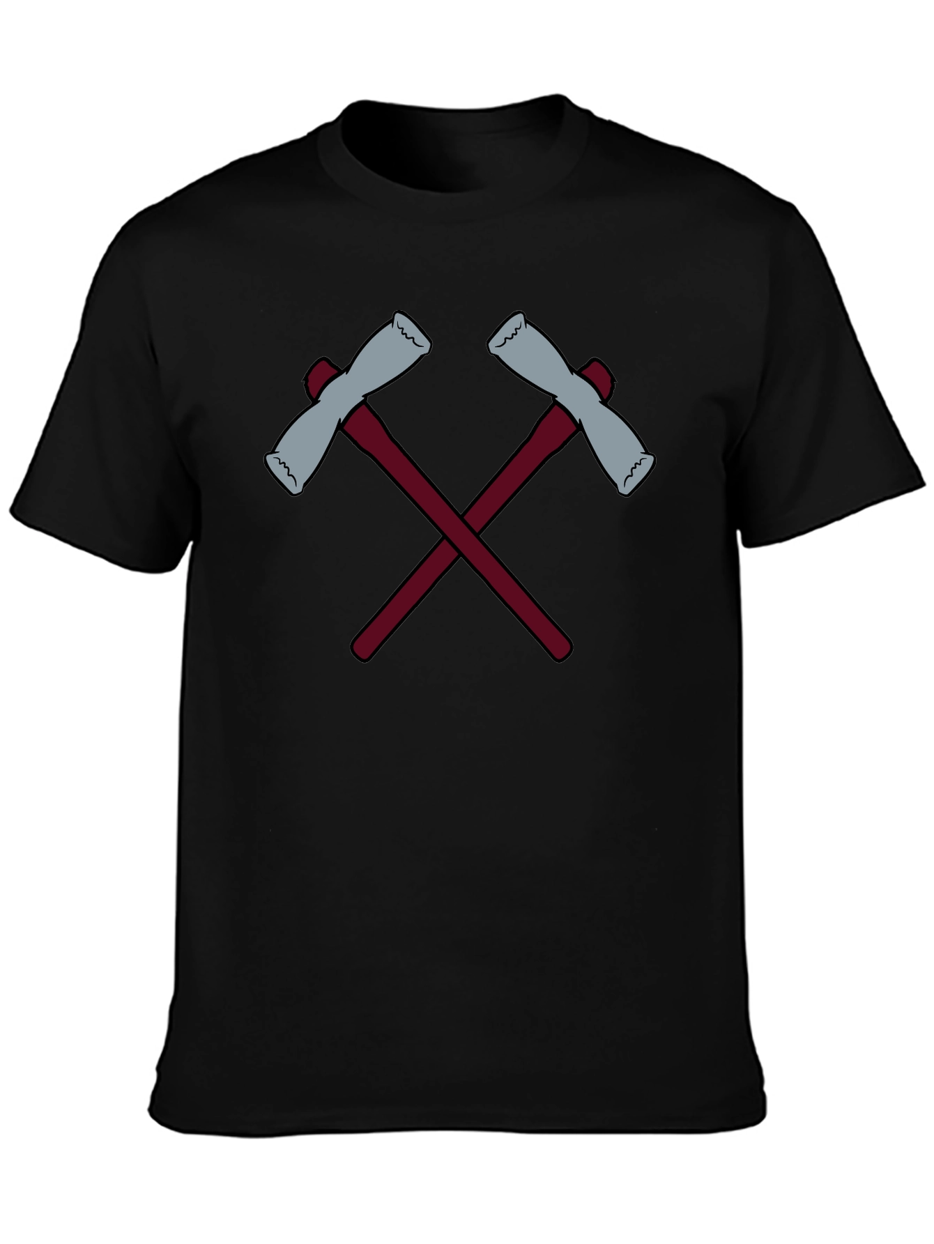 Black Crossed Axes Graphic Tee - Black Crew Neck view 3