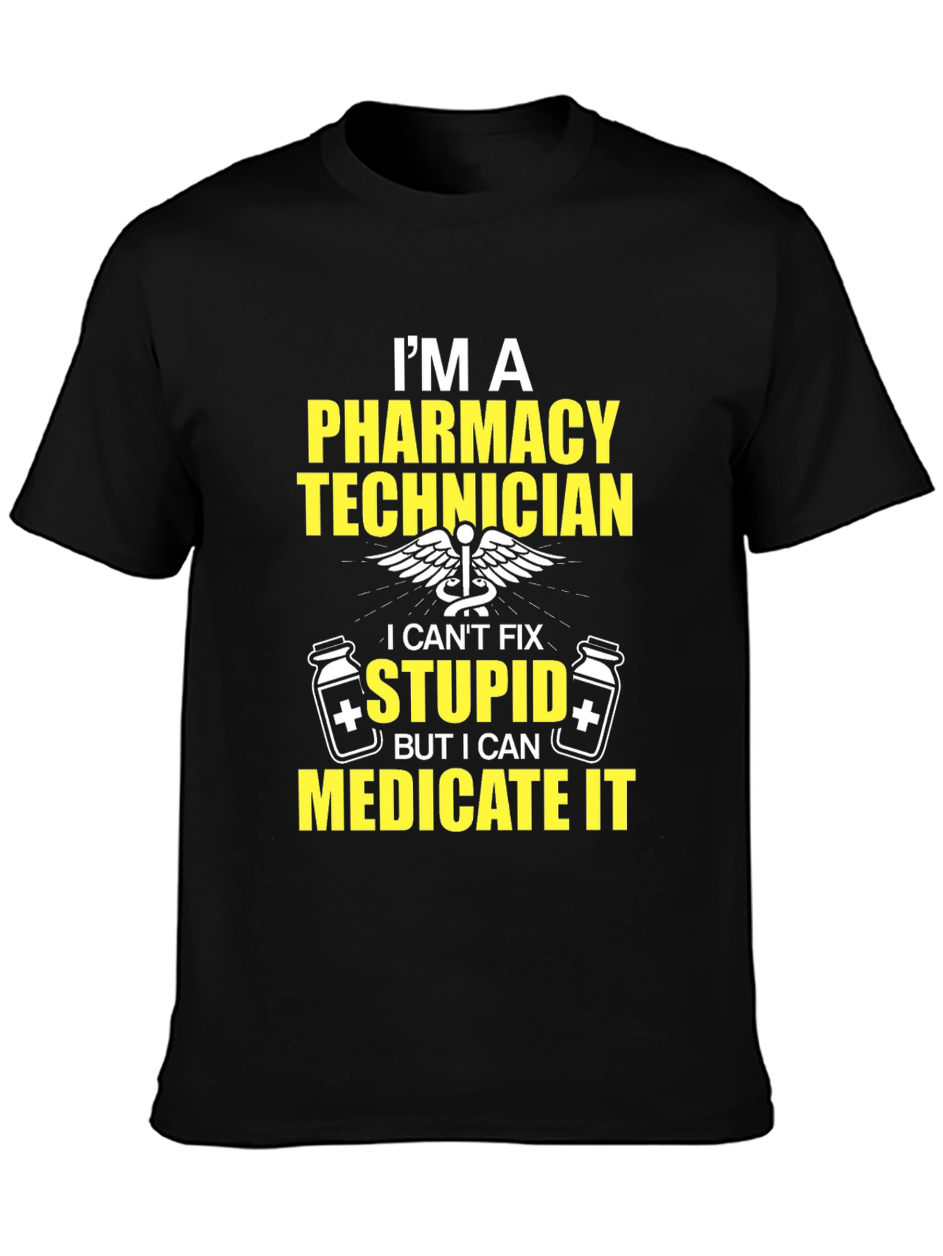 Black Pharmacy Technician T-Shirt - Medicate It view 3