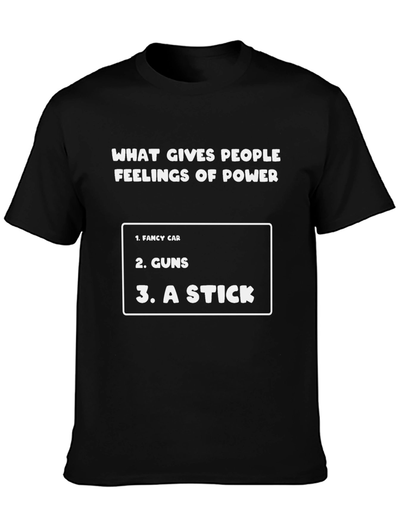 Black Funny "Feelings of Power" Graphic T-Shirt view 3