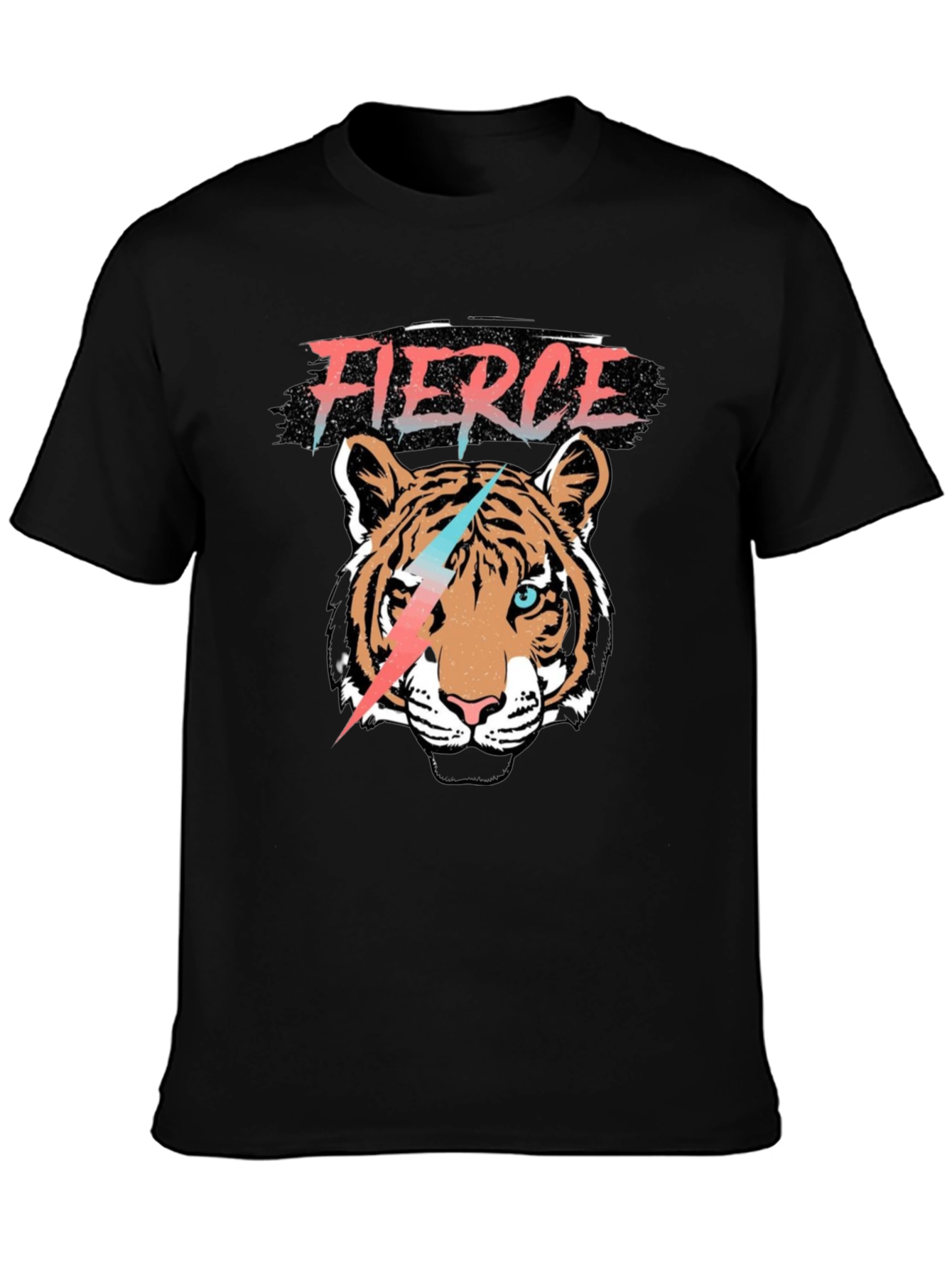 Black Fierce Tiger Graphic Tee - Stylish Men's Black T-Shirt view 3