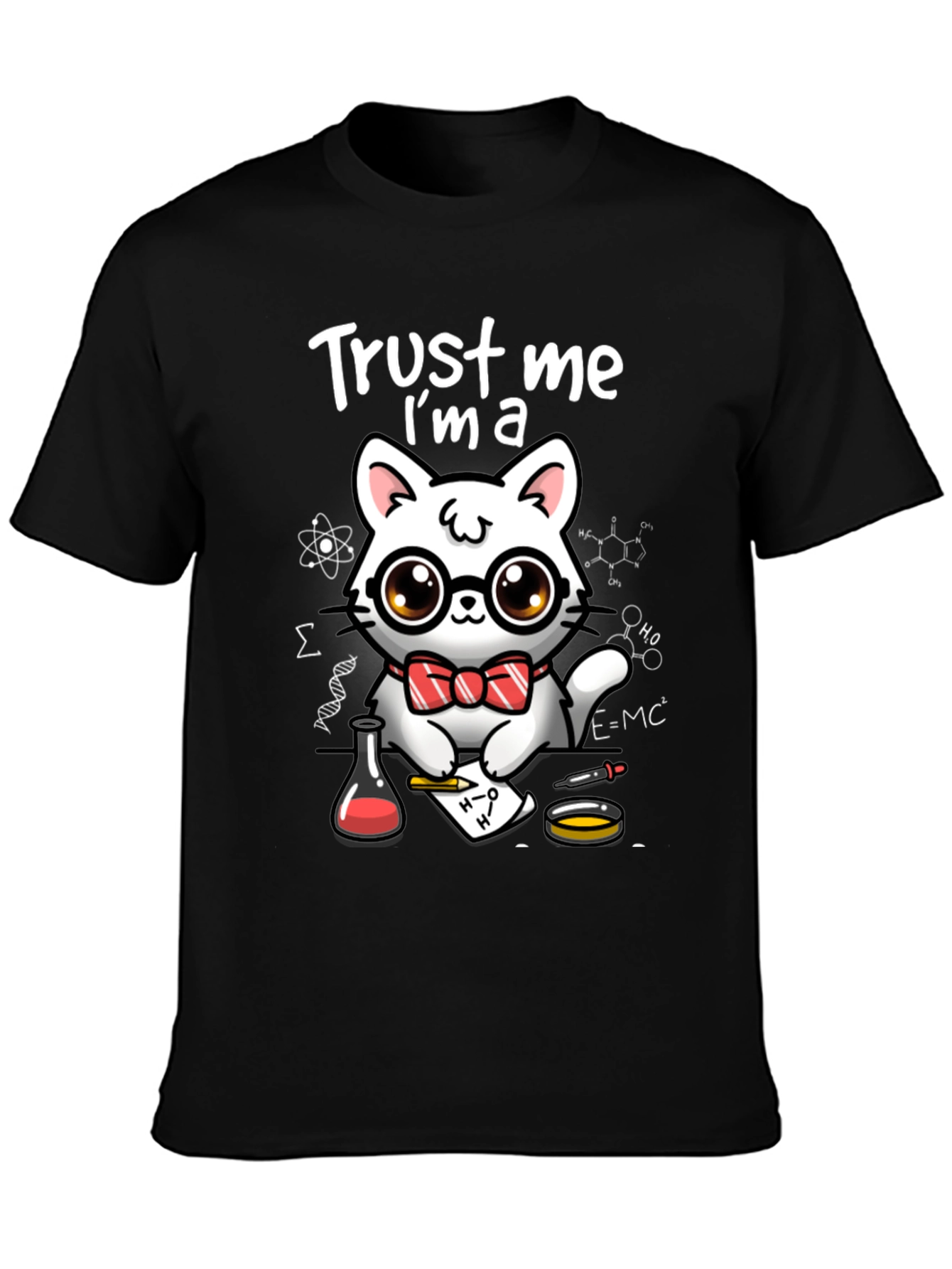 Black Trust Me, I'm a Scientist Cat Graphic T-Shirt view 3