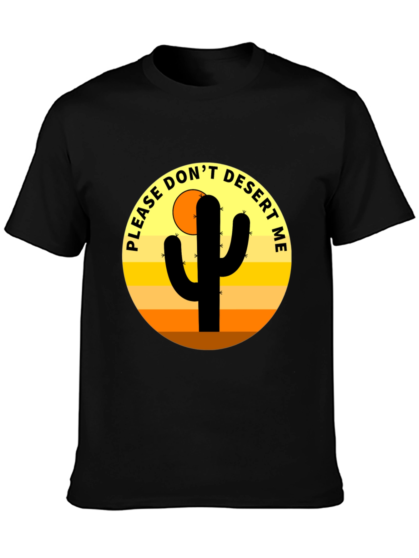 Black Cactus Desert Graphic Novelty Men's T-Shirt view 3