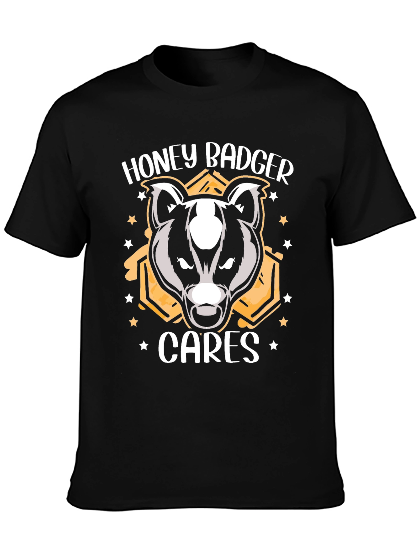 Black Honey Badger Cares Graphic Tee - Black Cotton T-Shirt view 3