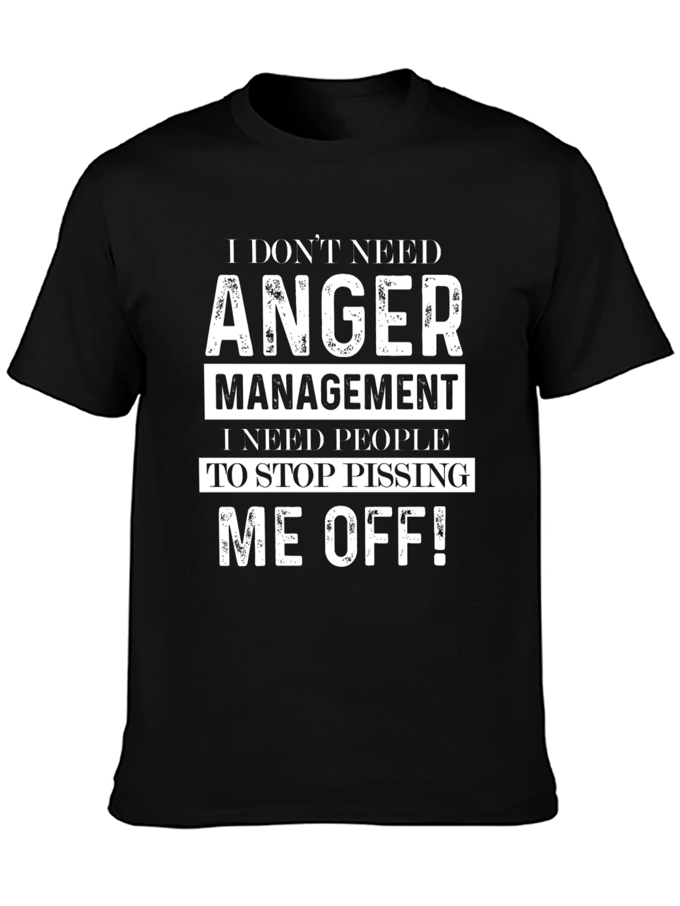 Black Funny Anger Management Novelty Graphic Tee view 3