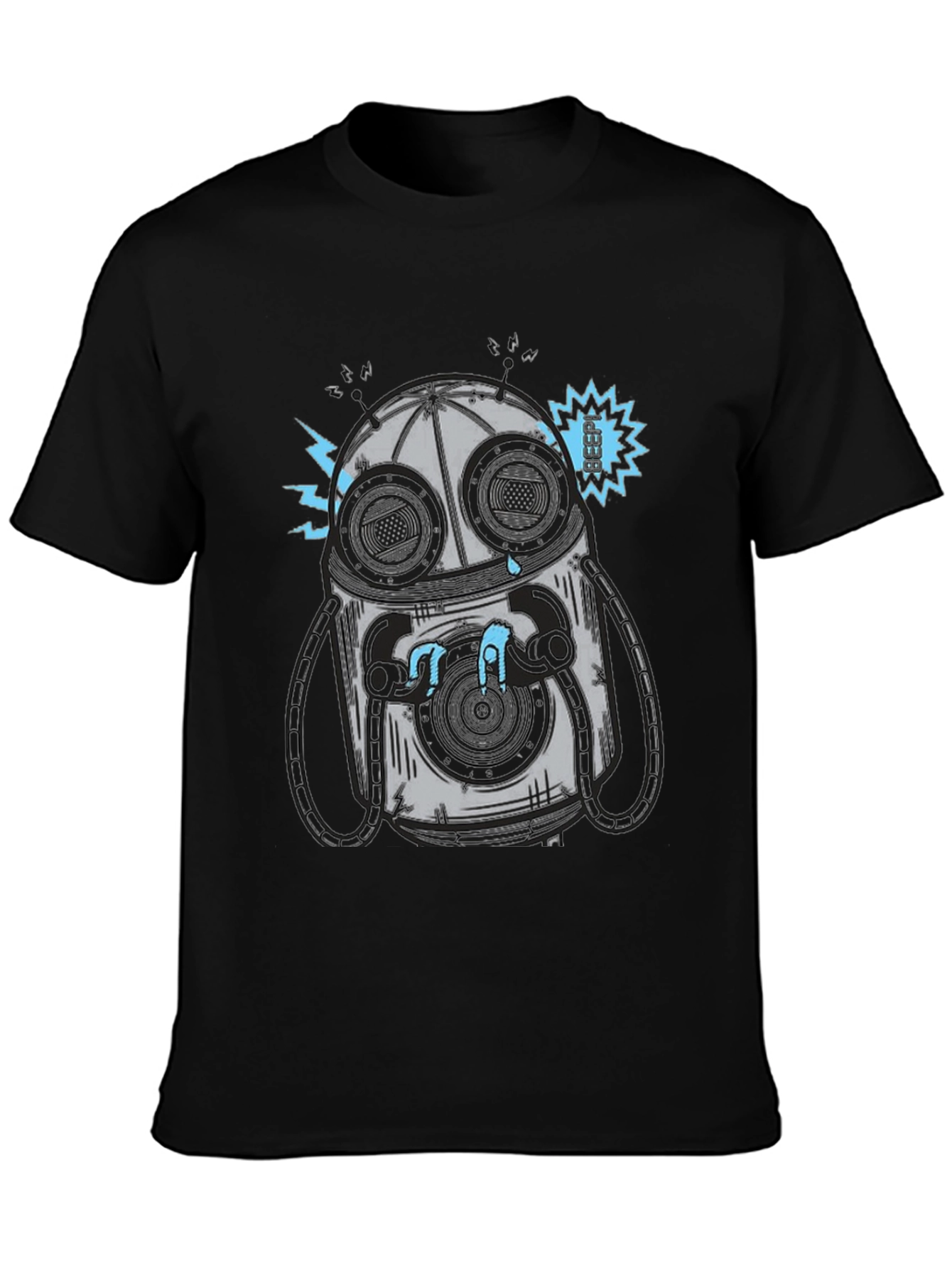 Black Robot Graphic Tee - Casual Black T-Shirt view 3