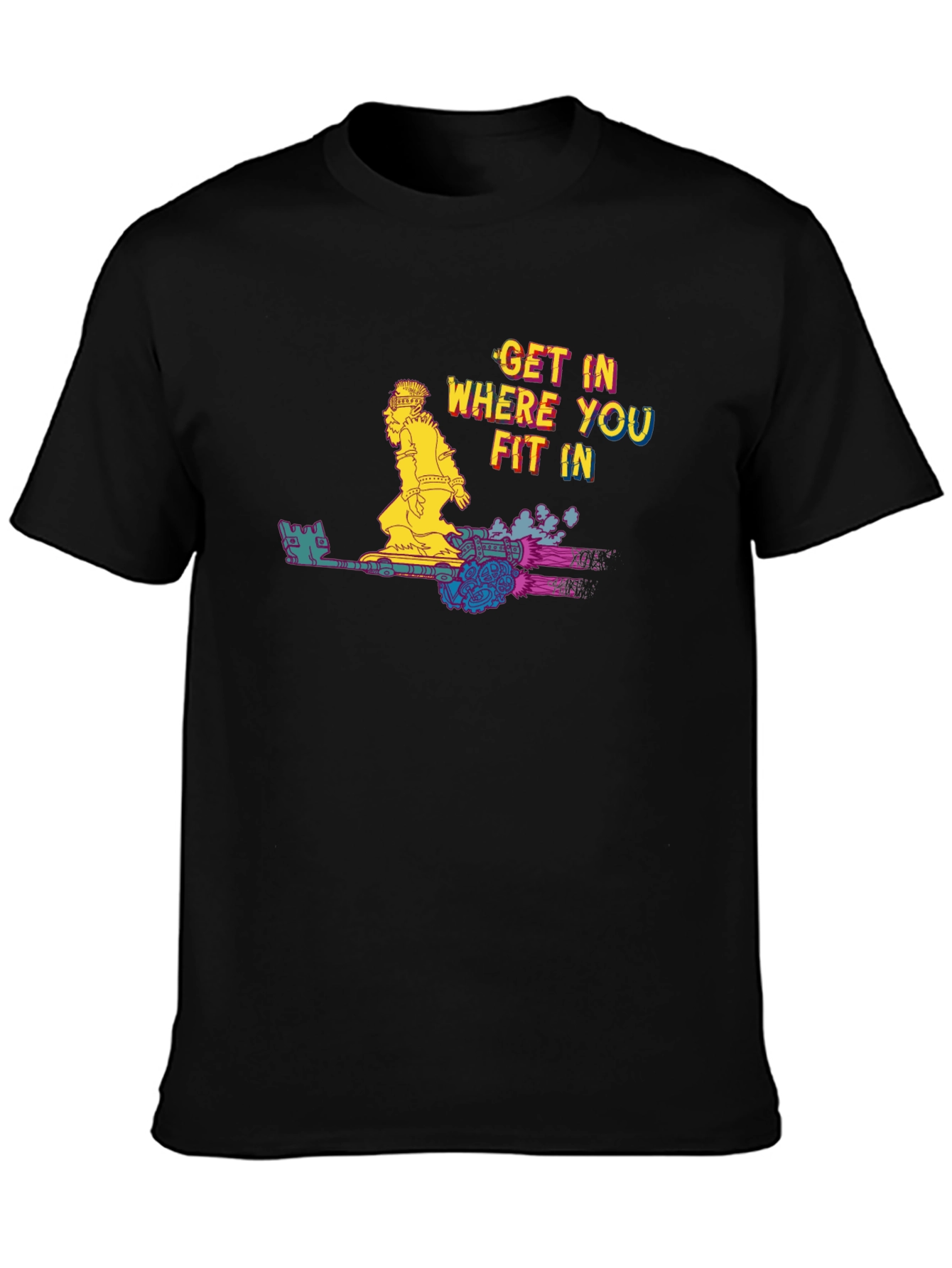 Black Get In Where You Fit In T-Shirt view 3